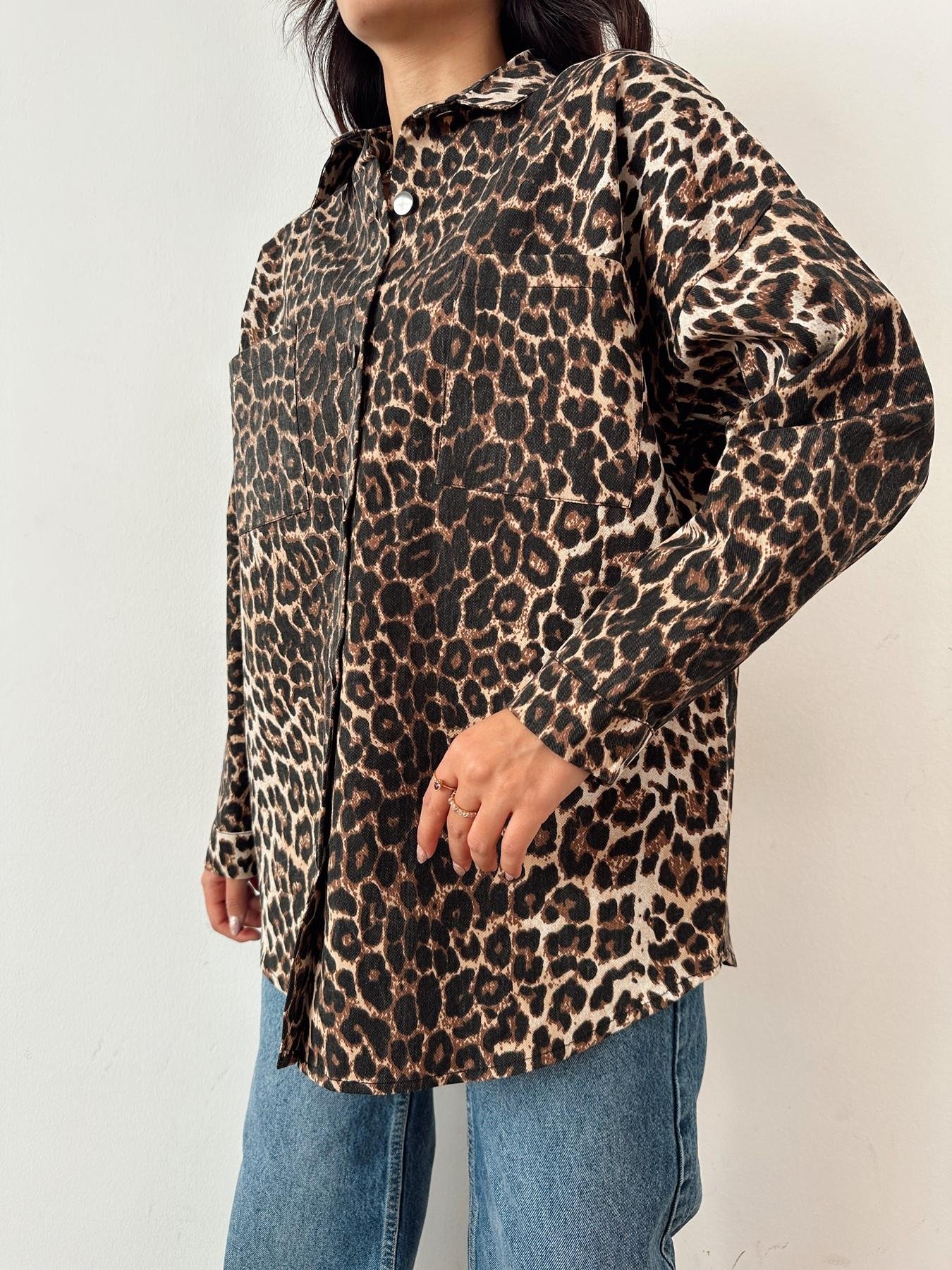 Leopar Gabardin Gömlek KAHVE