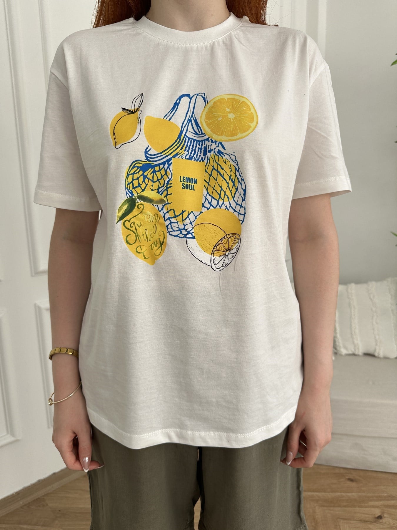 Limon Baskılı T-shirt Ekru