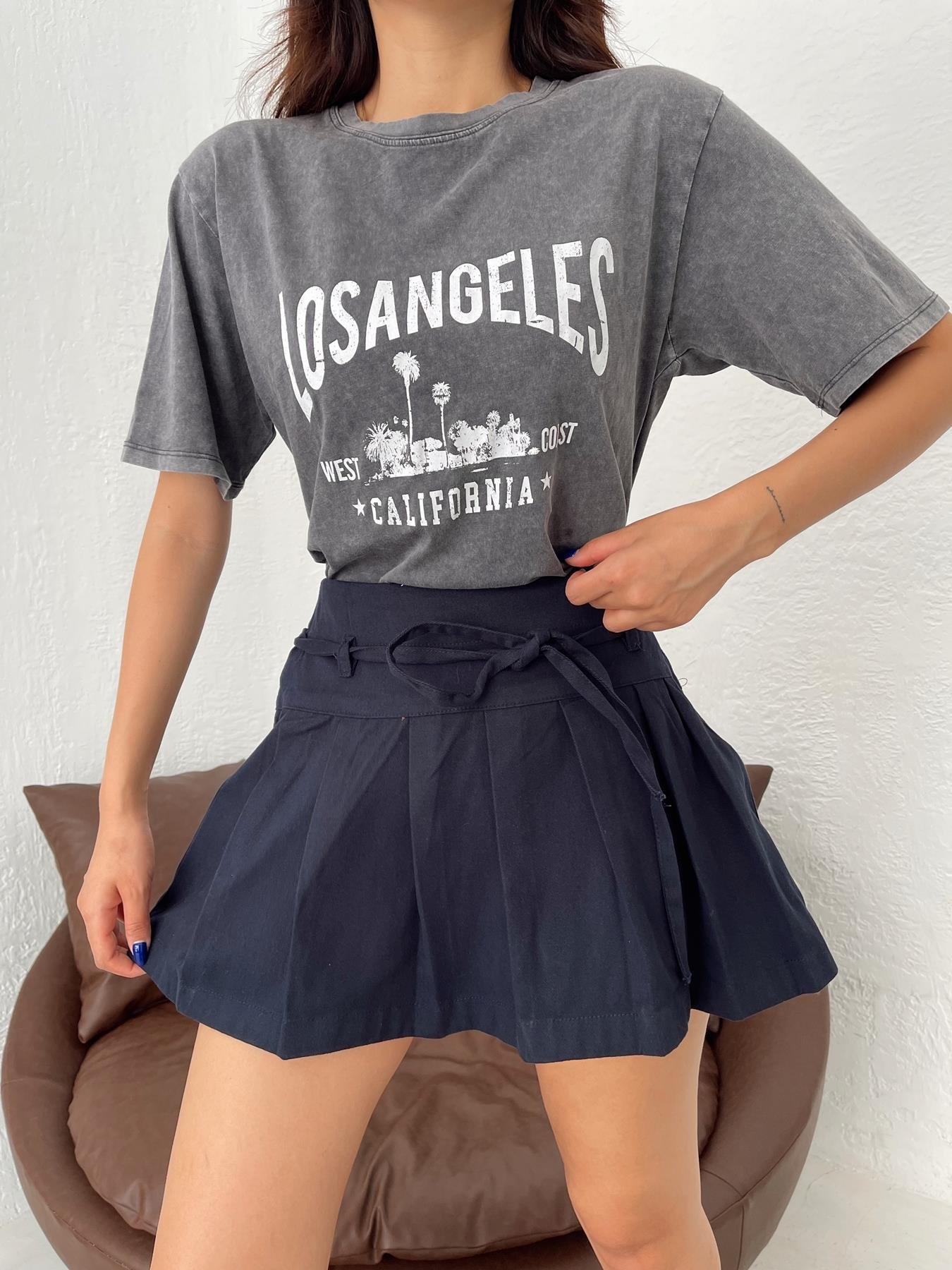 Los Angeles Baskılı Tişört ANTRASİT