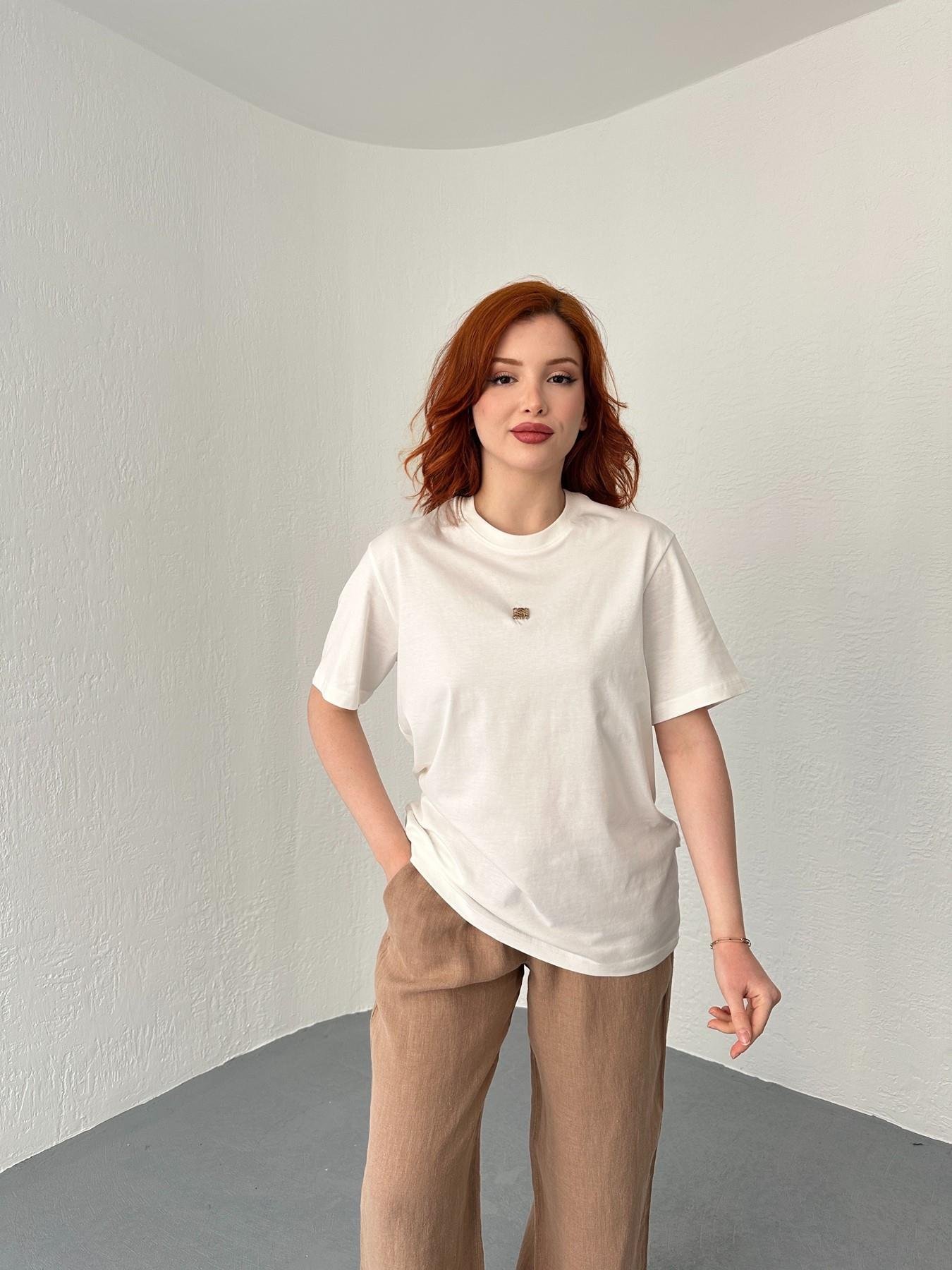 Love Armalı Tişört Ekru