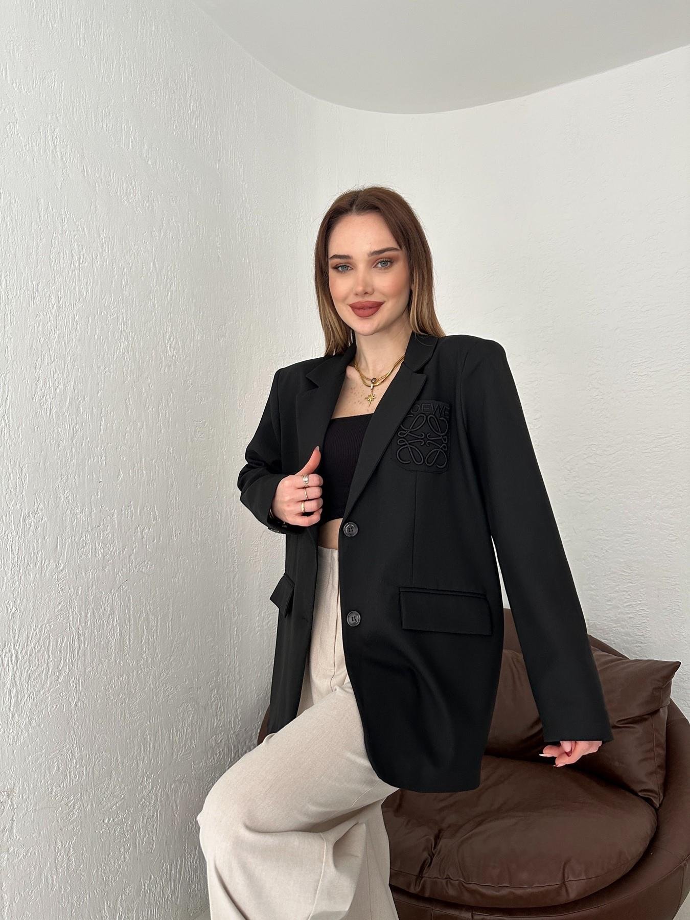 Love Nakışlı Ceket Siyah