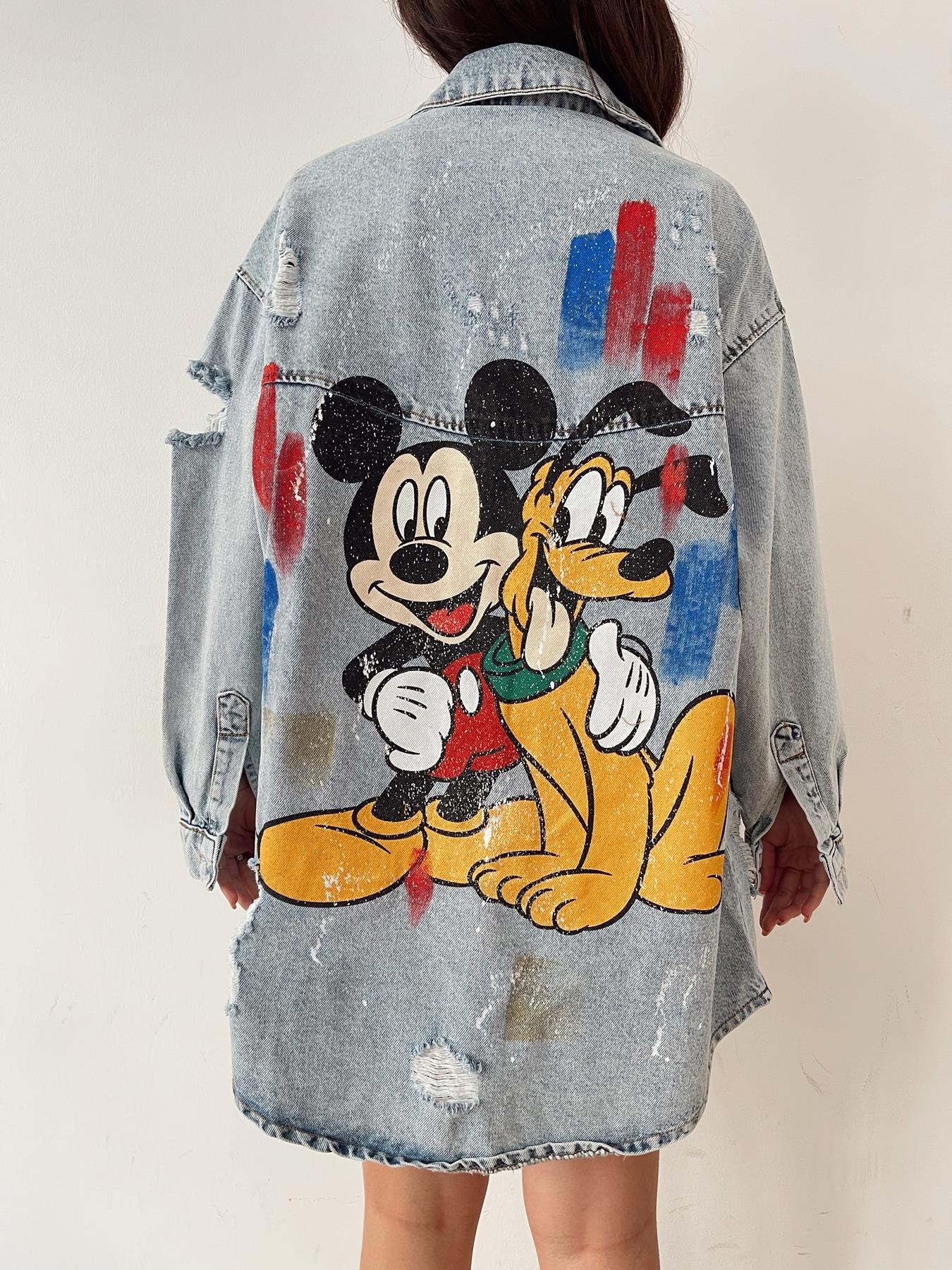 Mıckey Goffy Baskılı Jean Ceket MAVİ