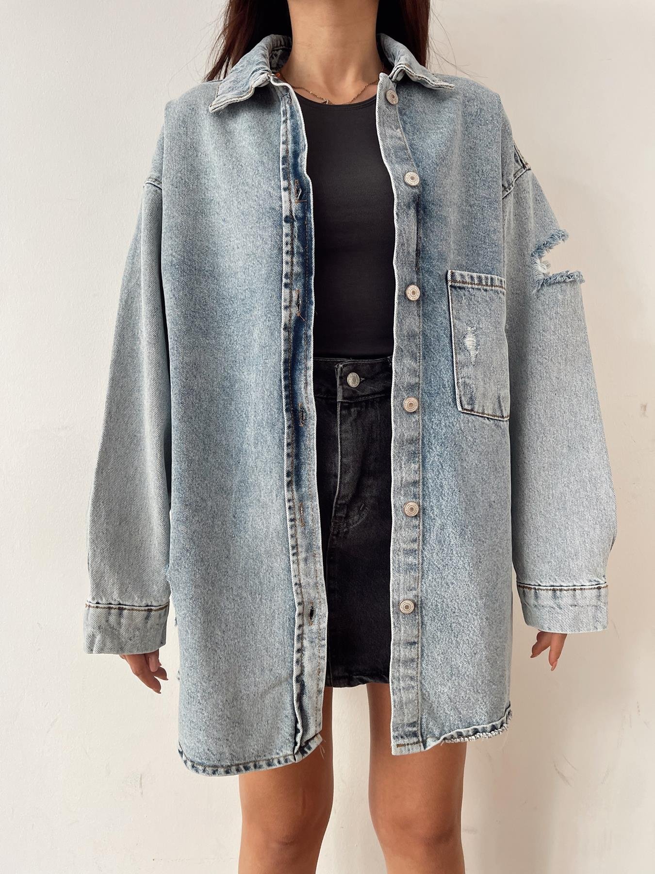 Mıckey Goffy Baskılı Jean Ceket MAVİ