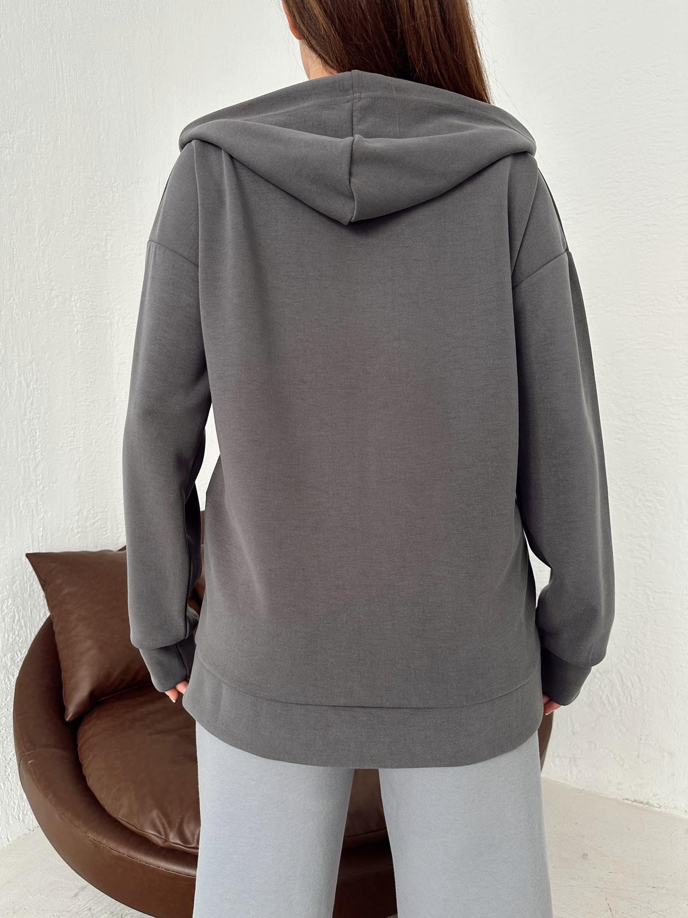 Modal Kumaş Fermuarlı Kapüşonlu Sweatshit ANTRASİT