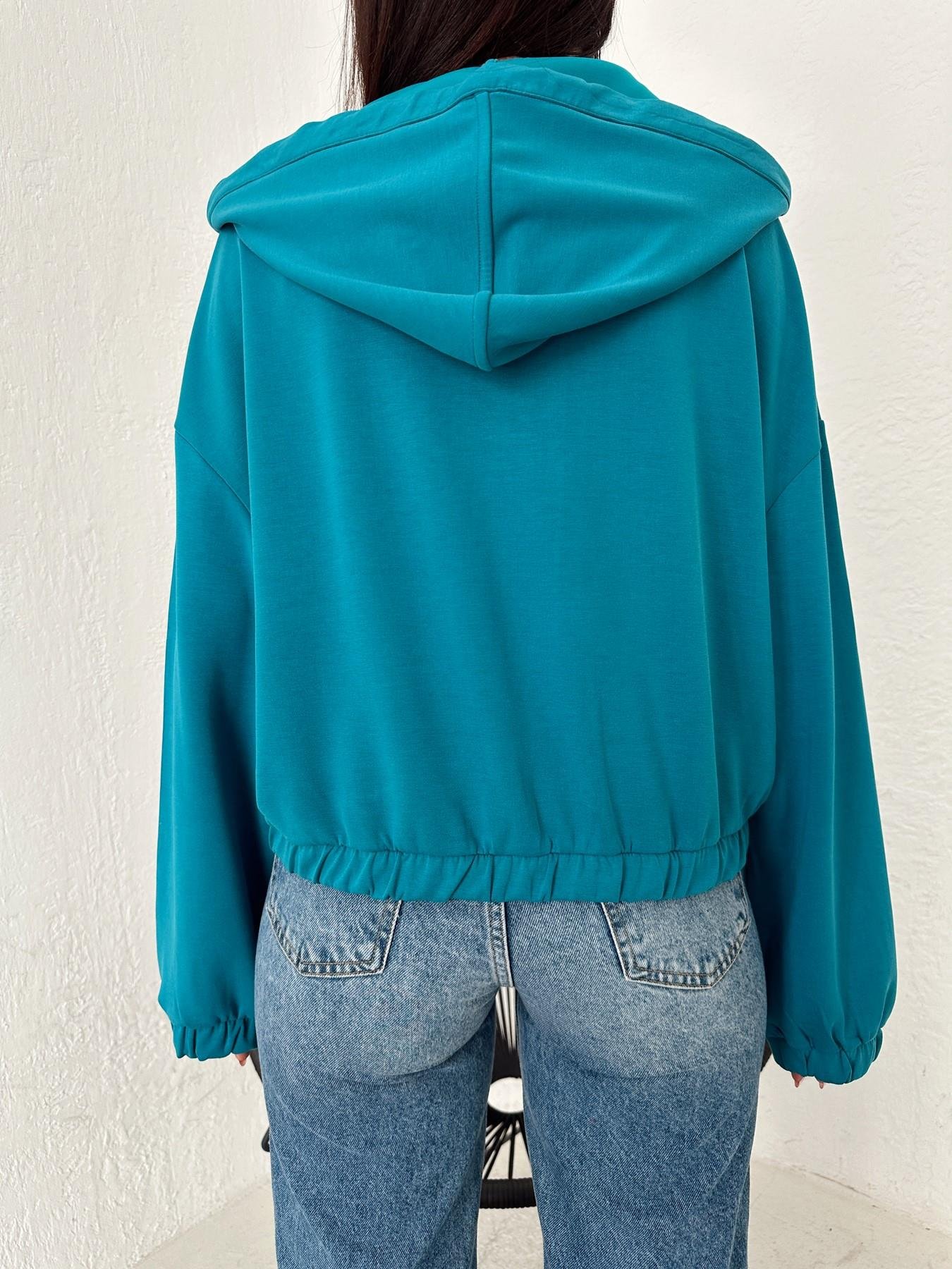 Modal Kumaş Kapüşonlu Sweatshirt PETROL