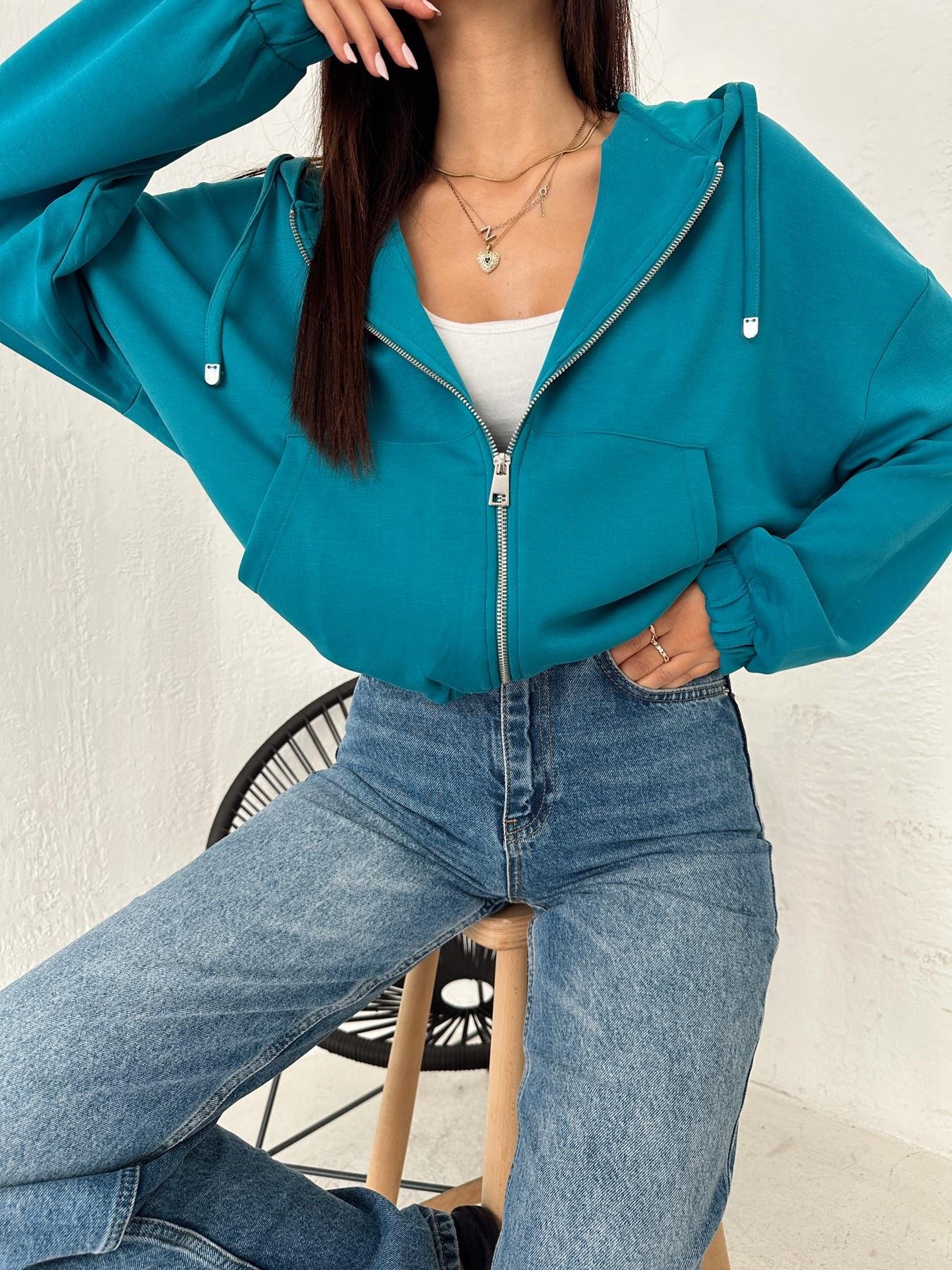 Modal Kumaş Kapüşonlu Sweatshirt PETROL