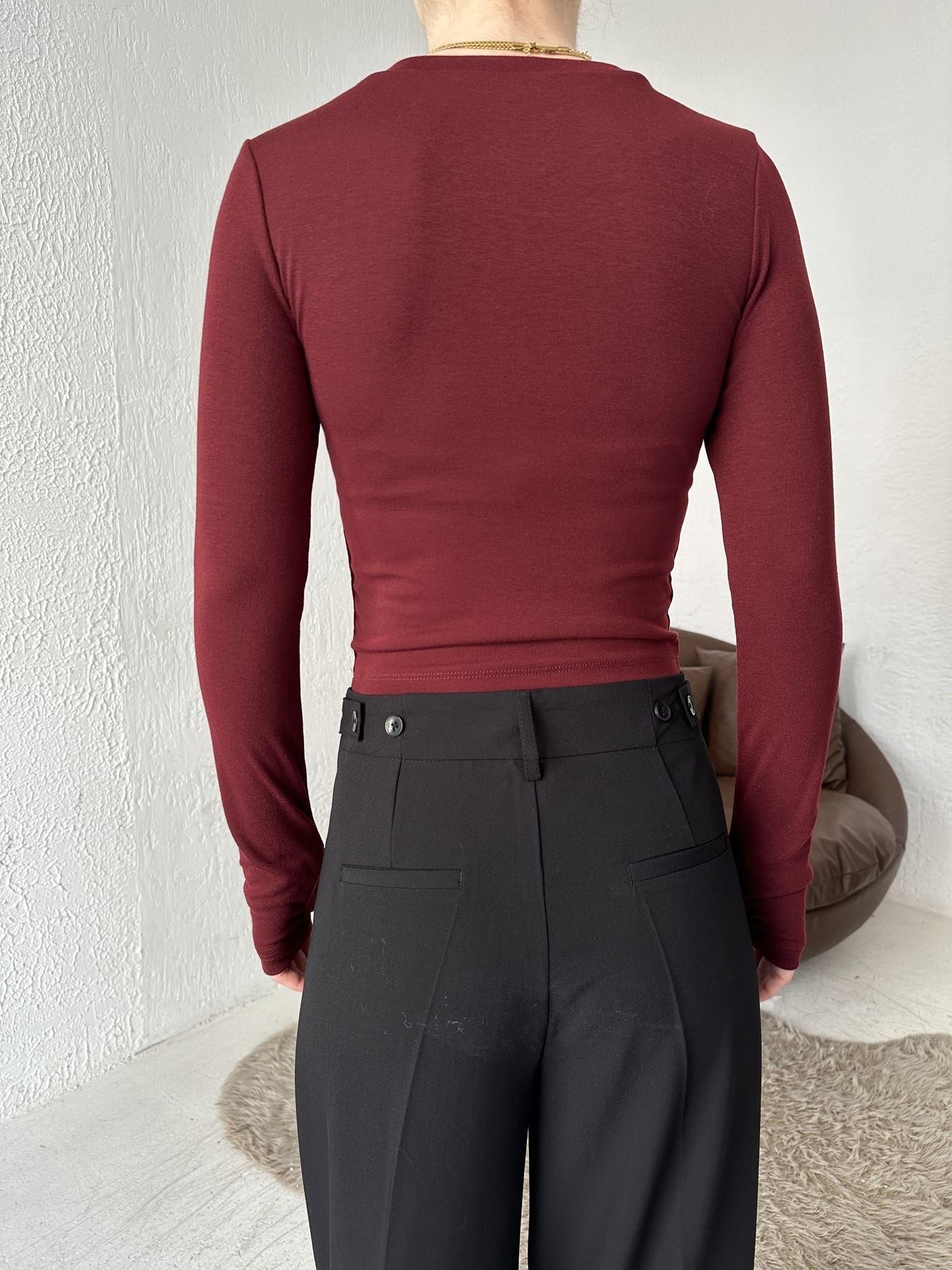 Modal Kumaş Uzun Kollu Bluz BORDO