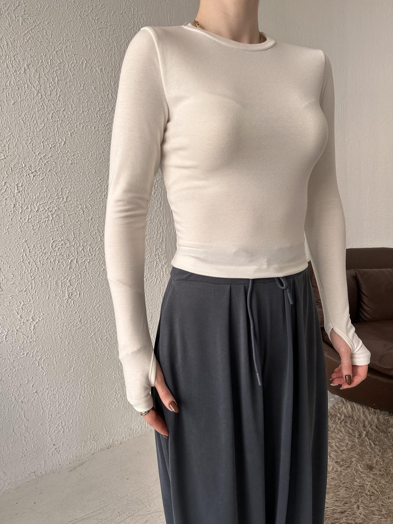 Modal Kumaş Uzun Kollu Bluz EKRU