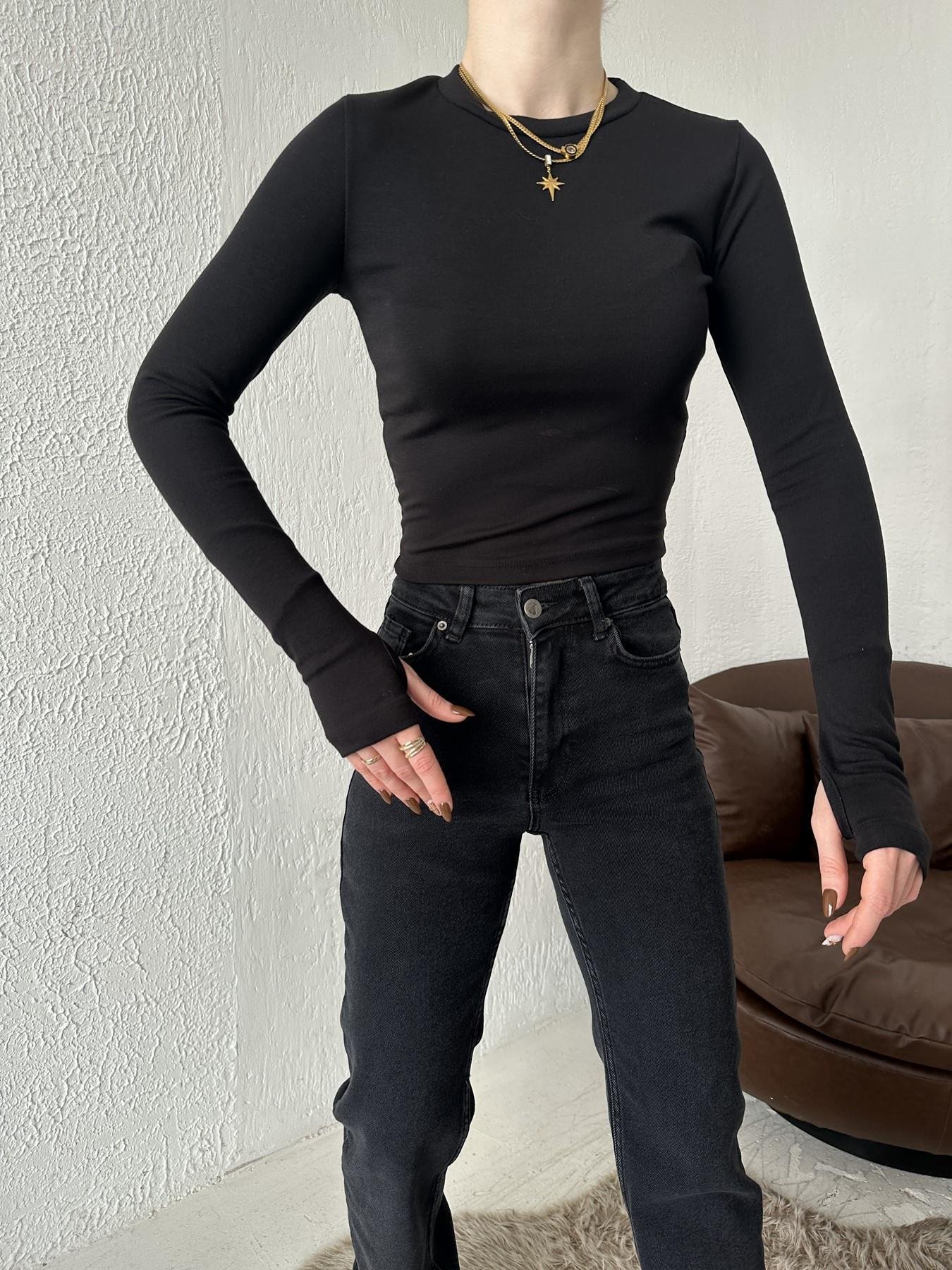 Modal Kumaş Uzun Kollu Bluz Siyah