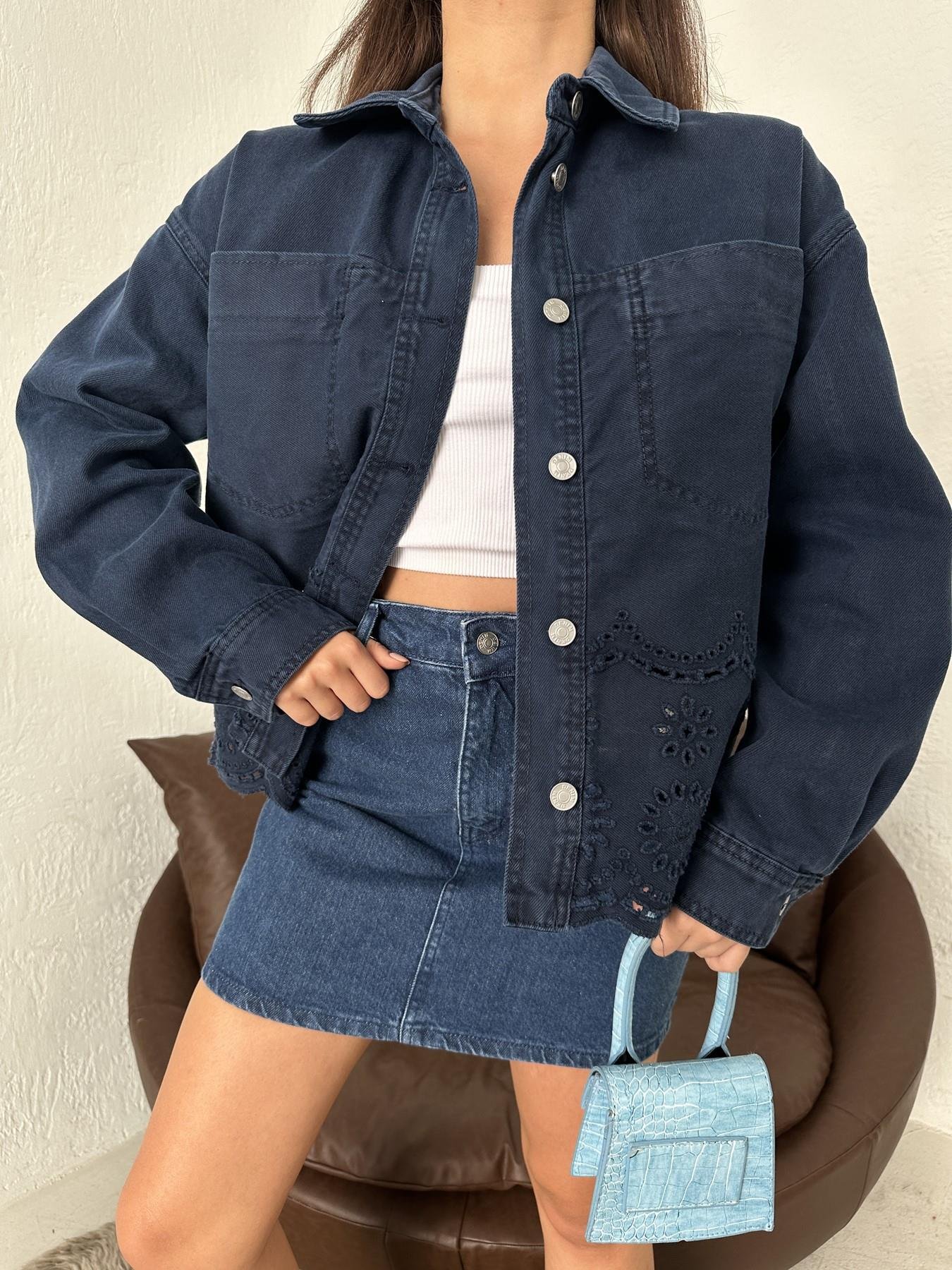 Nakış Detay Ceket LACİVERT