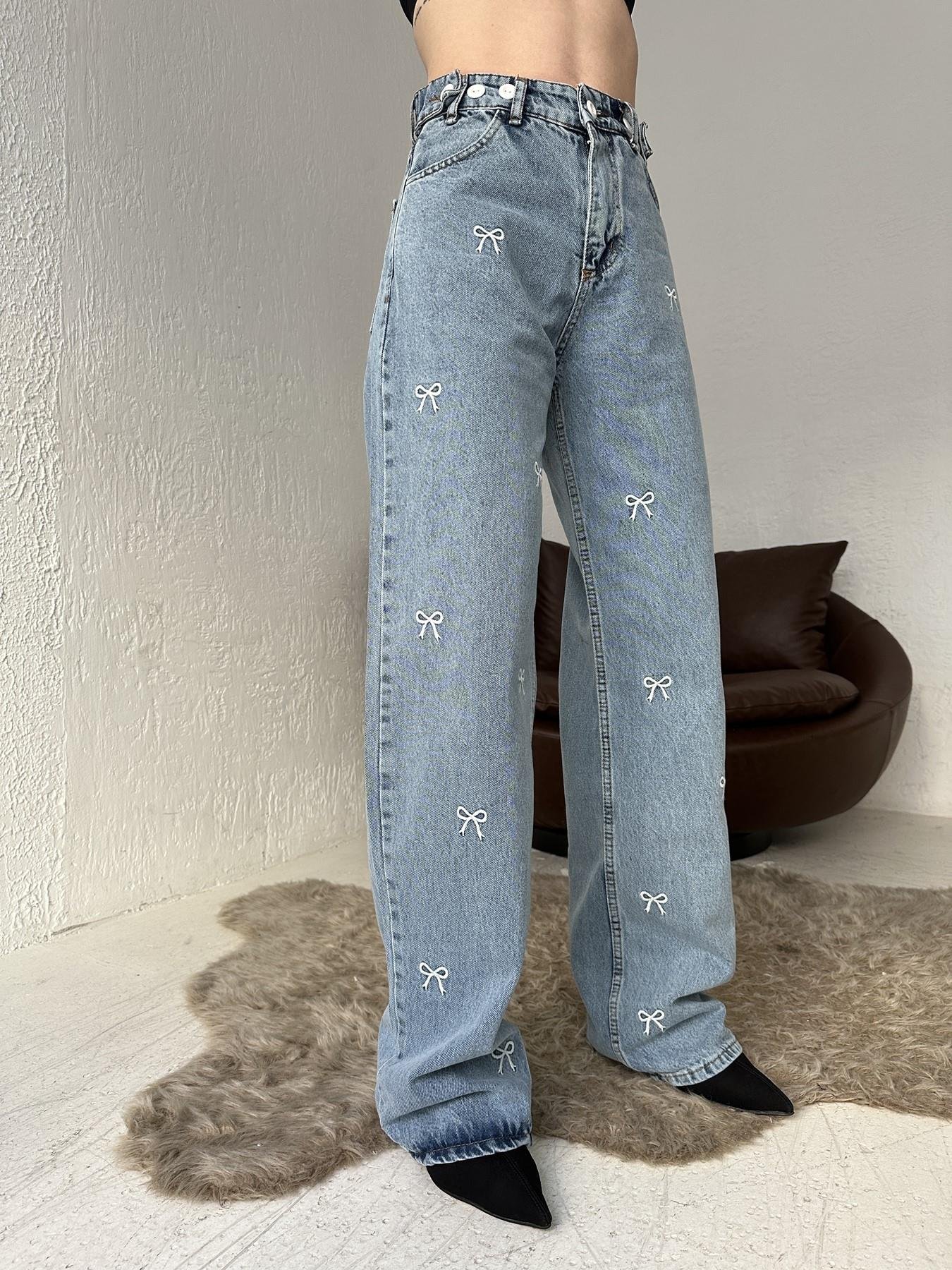 Nakış Detay Jean KOYU MAVİ