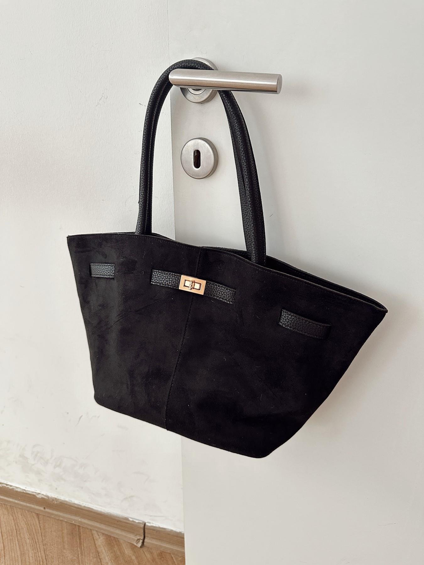 Omuz Askılı Süet Canta SİYAH