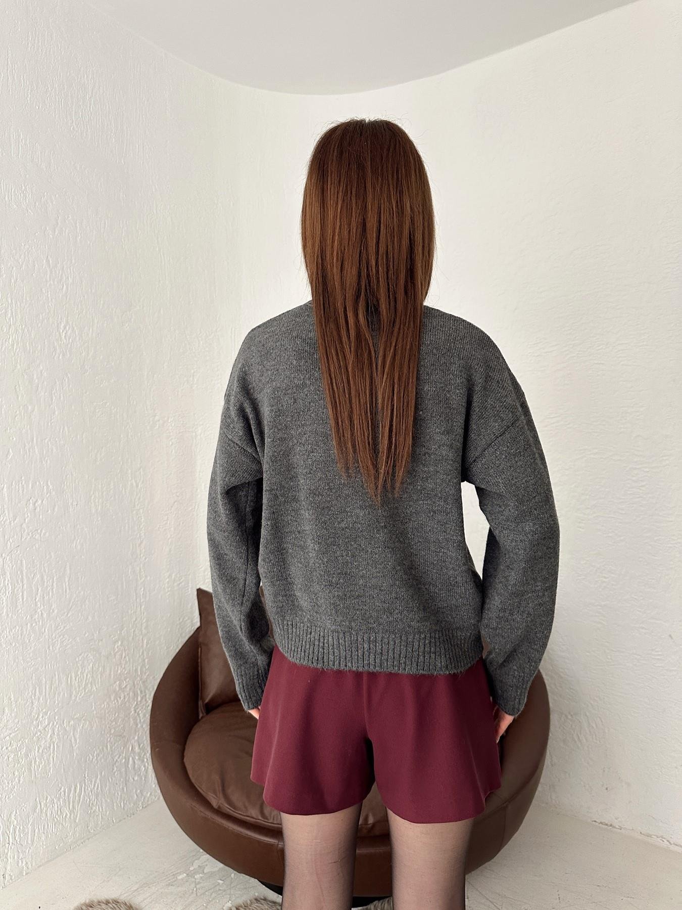 Omuzları Taşlı Triko Kazak ANTRASİT