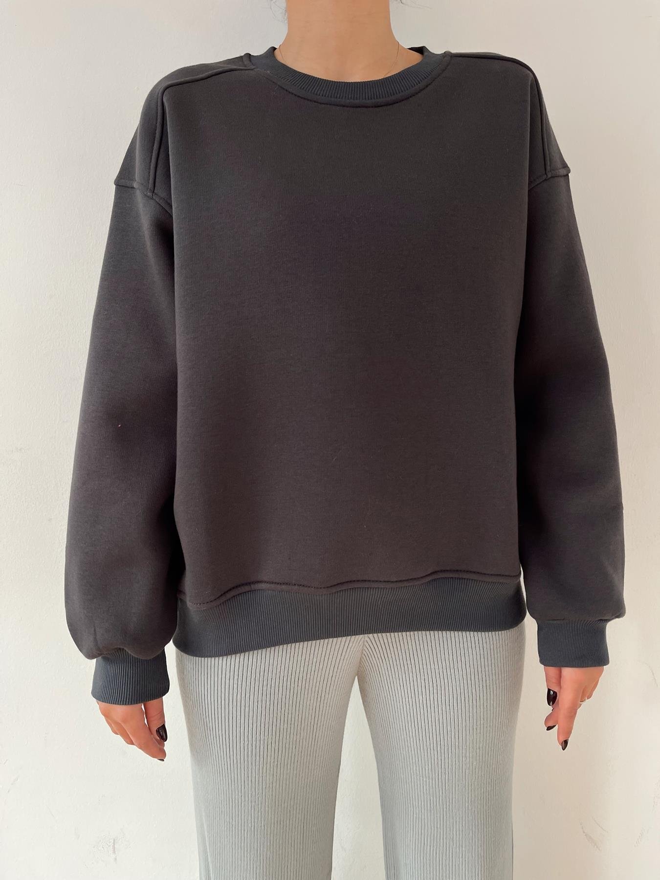 Omuzu Robalı Sweatshirt ANTRASİT