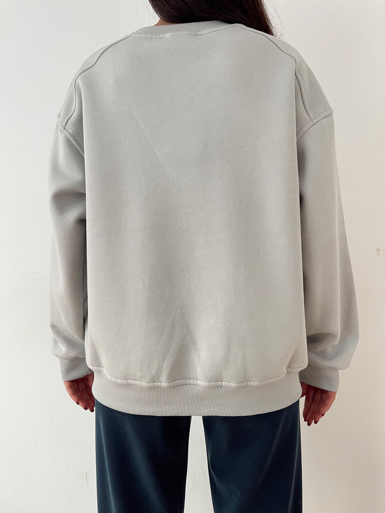 Omuzu Robalı Sweatshirt GRİ