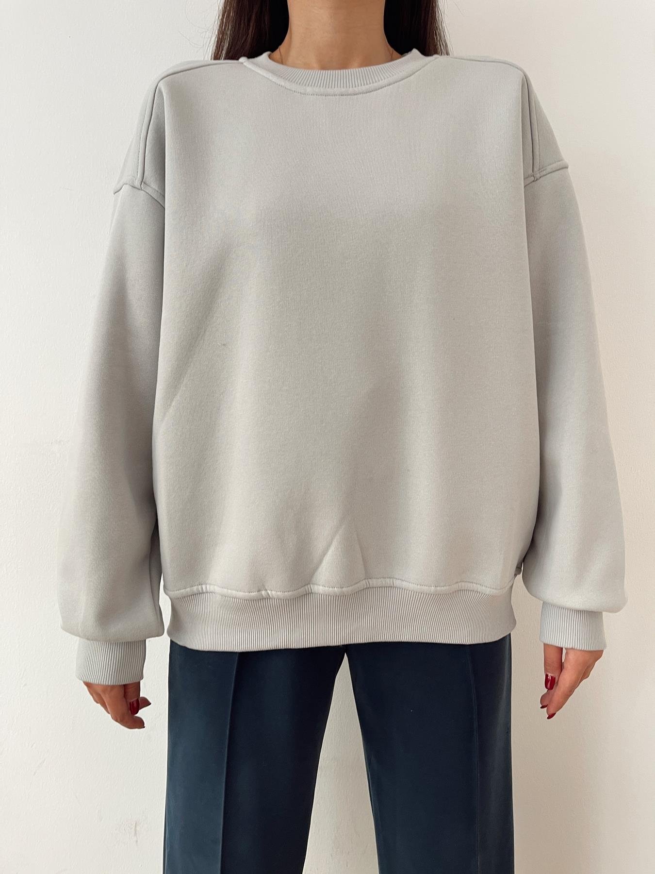 Omuzu Robalı Sweatshirt GRİ