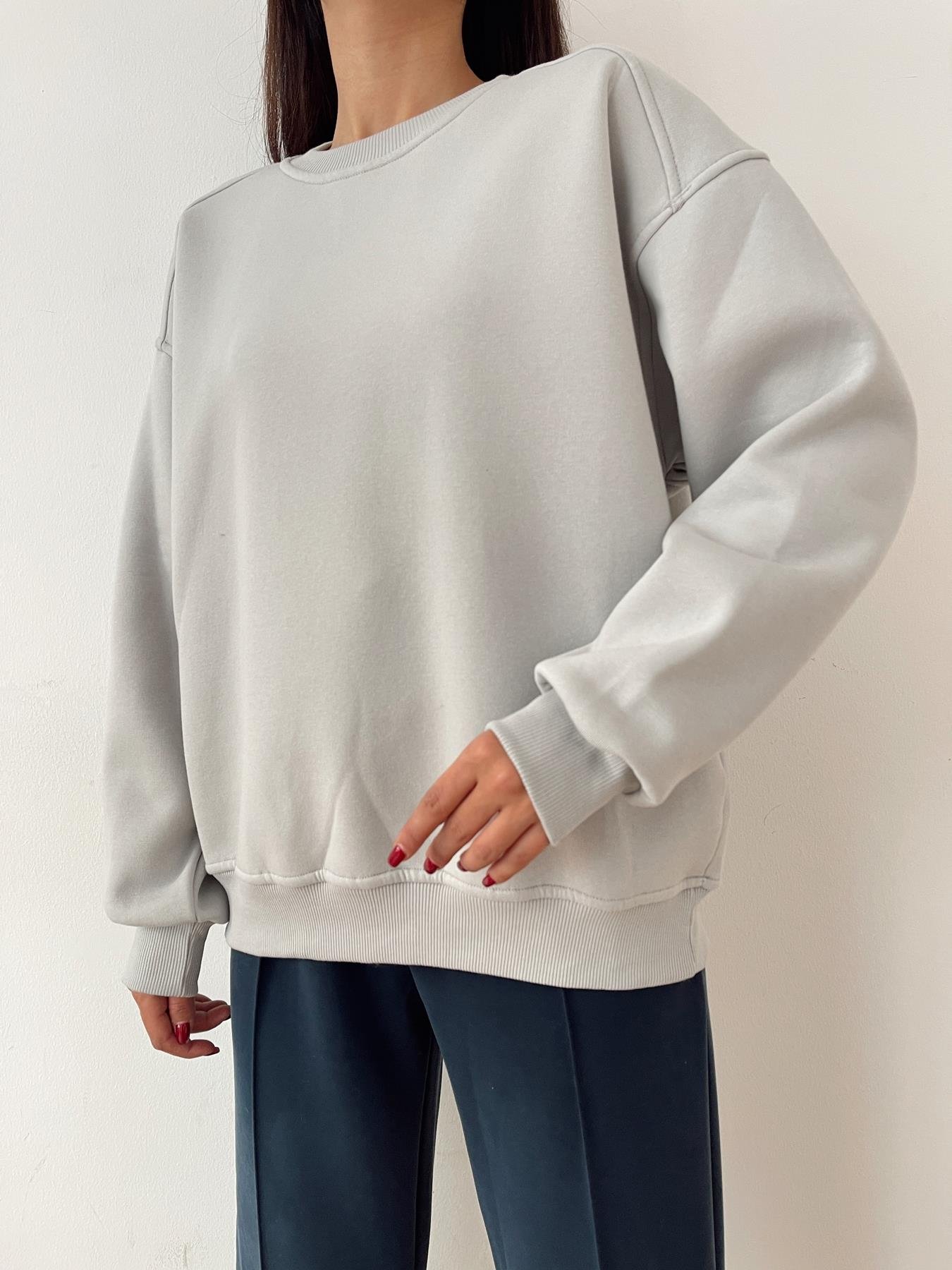Omuzu Robalı Sweatshirt GRİ