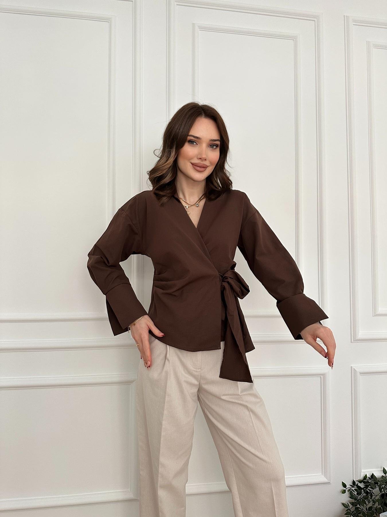 Önü Bağlamalı Bluz Kahve
