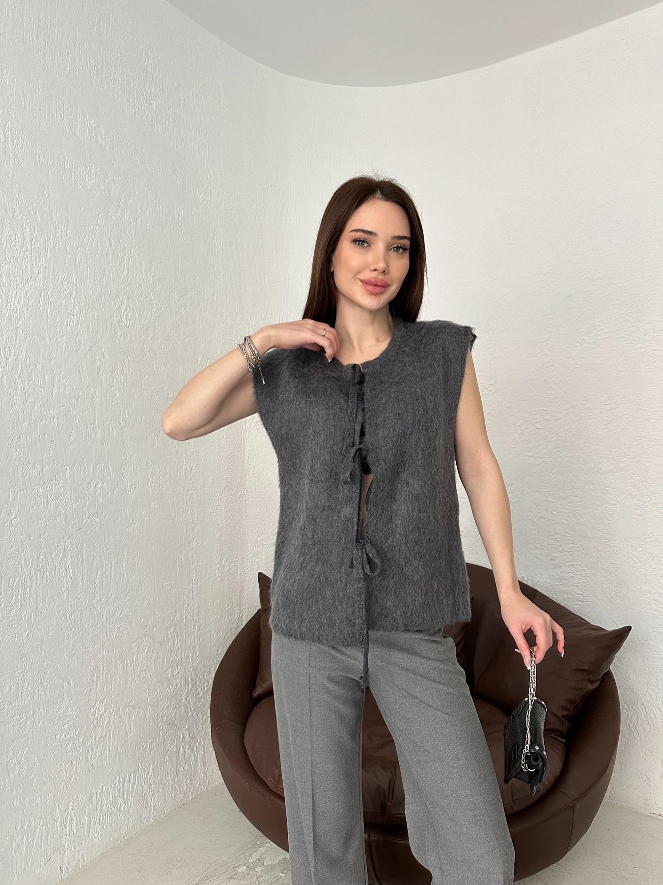 Önü Bağlamalı Triko Yelek ANTRASİT