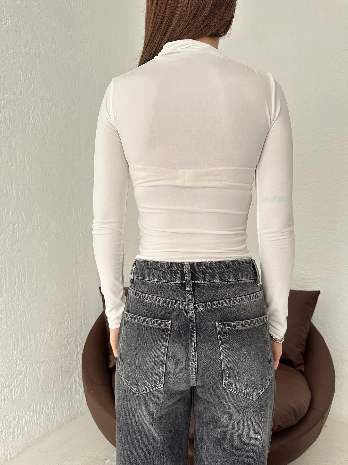 Önü Büzgülü Uzun Kol Bluz EKRU