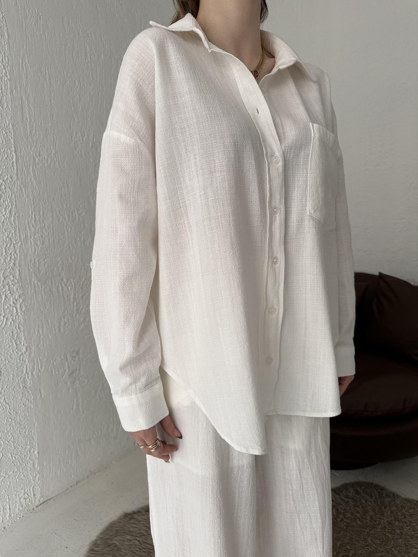 Önü Cep Detay Gömlek Ekru