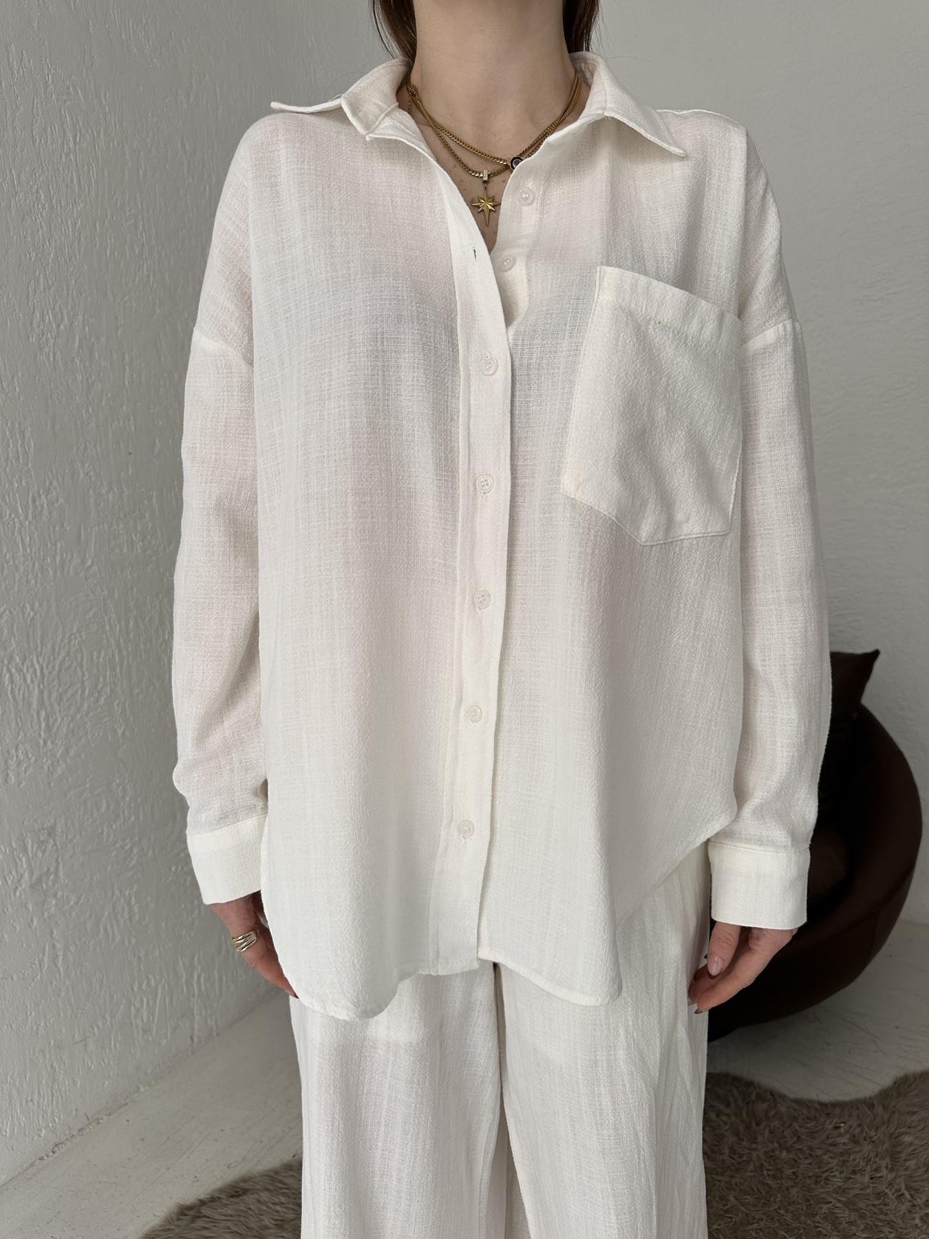 Önü Cep Detay Gömlek Ekru