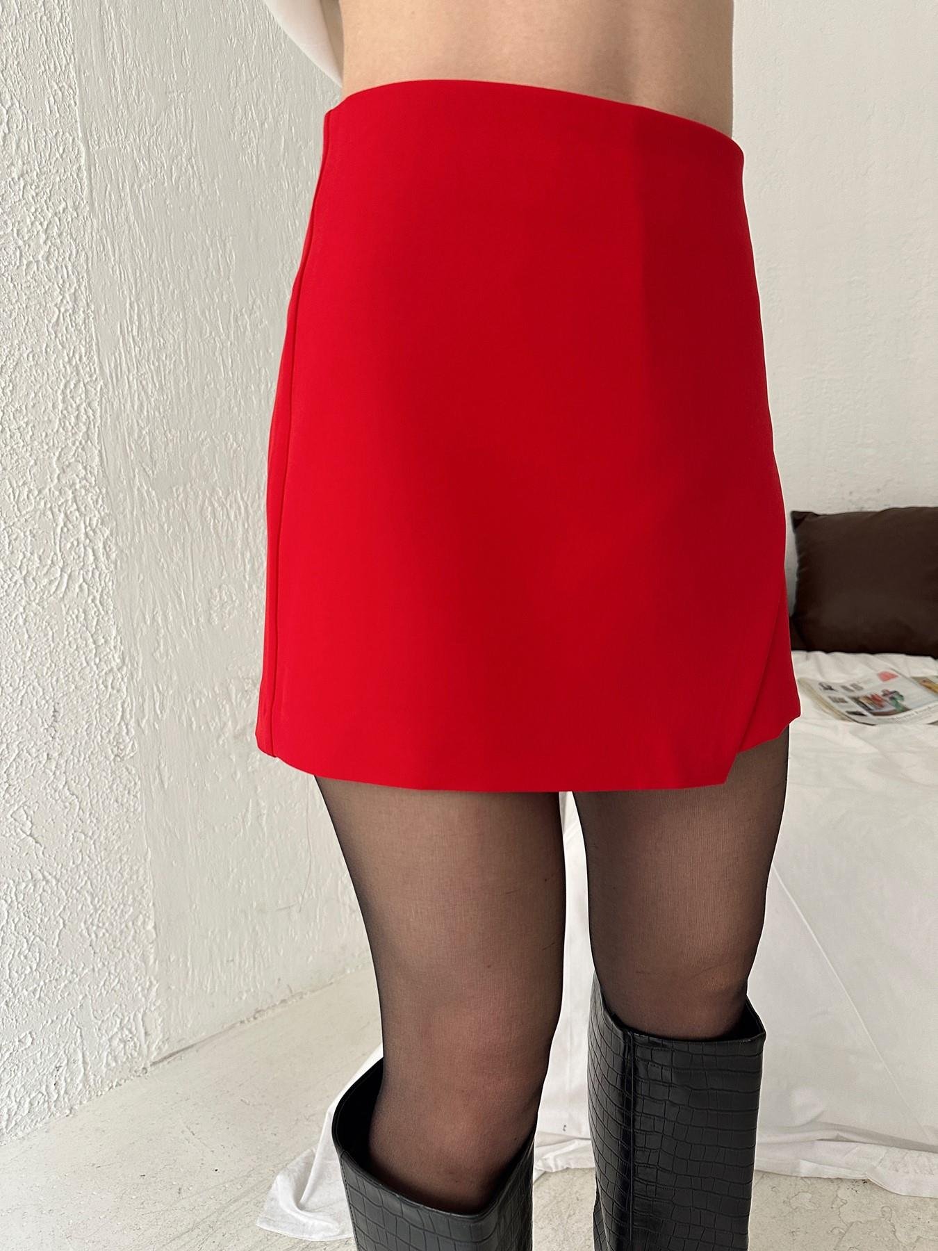 Önü Kapaklı Şort Etek KIRMIZI