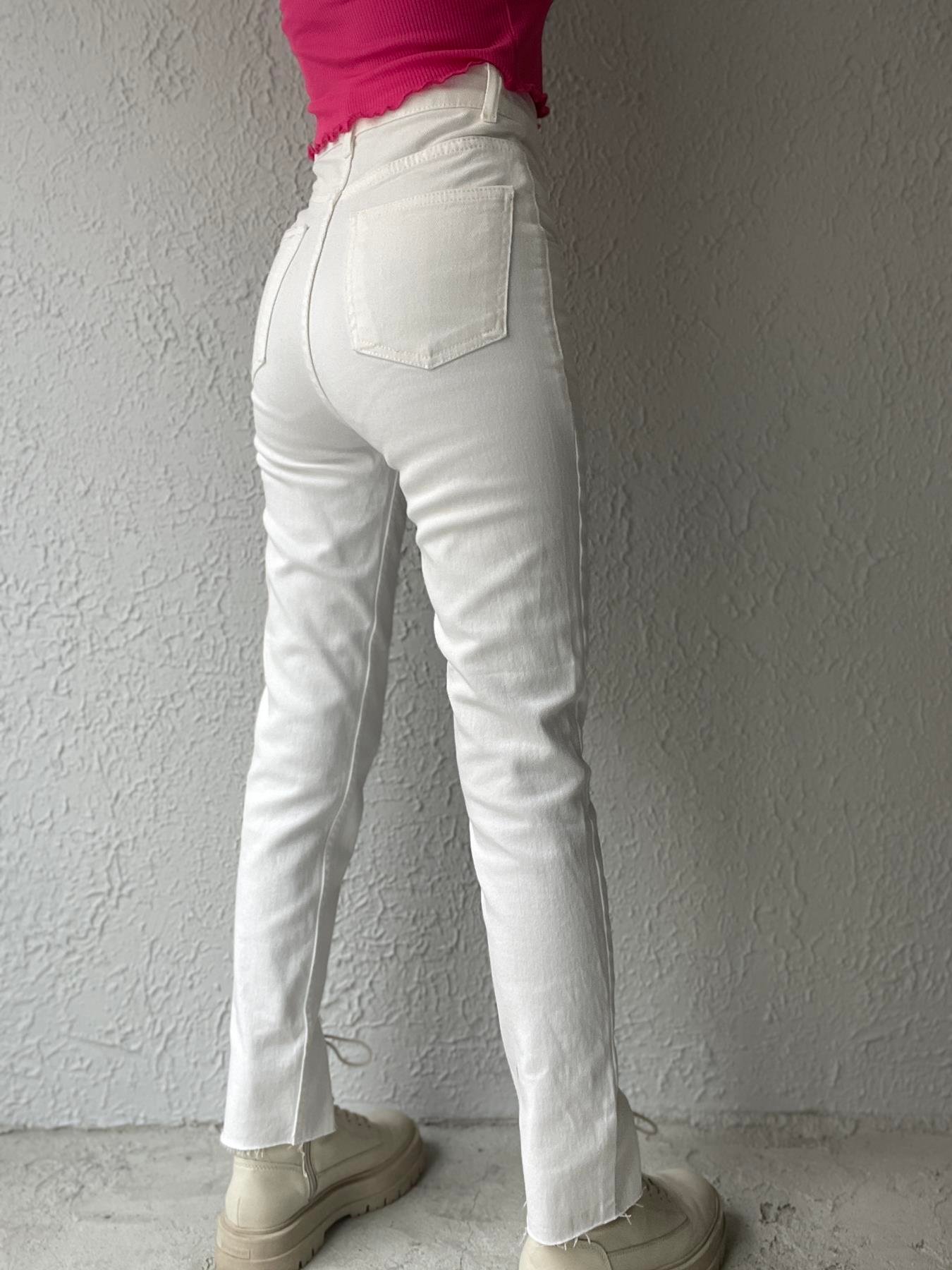 Önü Yırtmaçlı Likra Pantolon BEYAZ