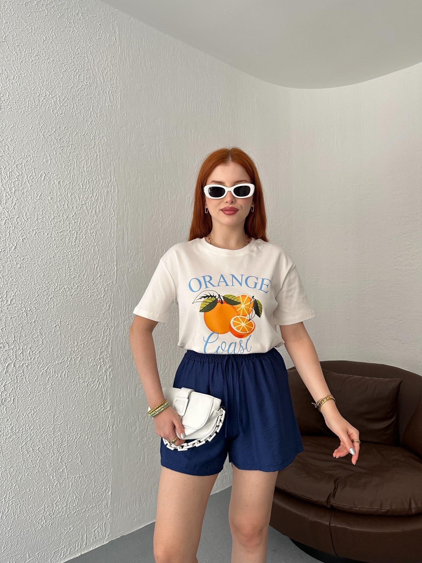 Orange Baskılı Tişört Ekru