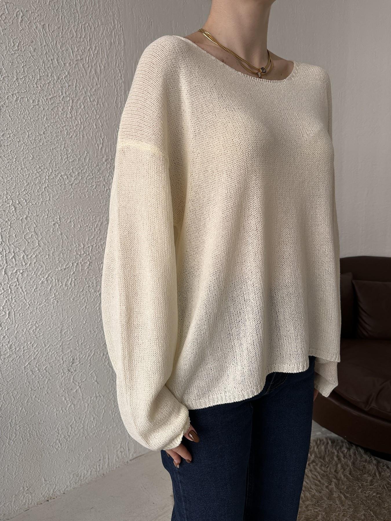 Oval Yaka Triko EKRU