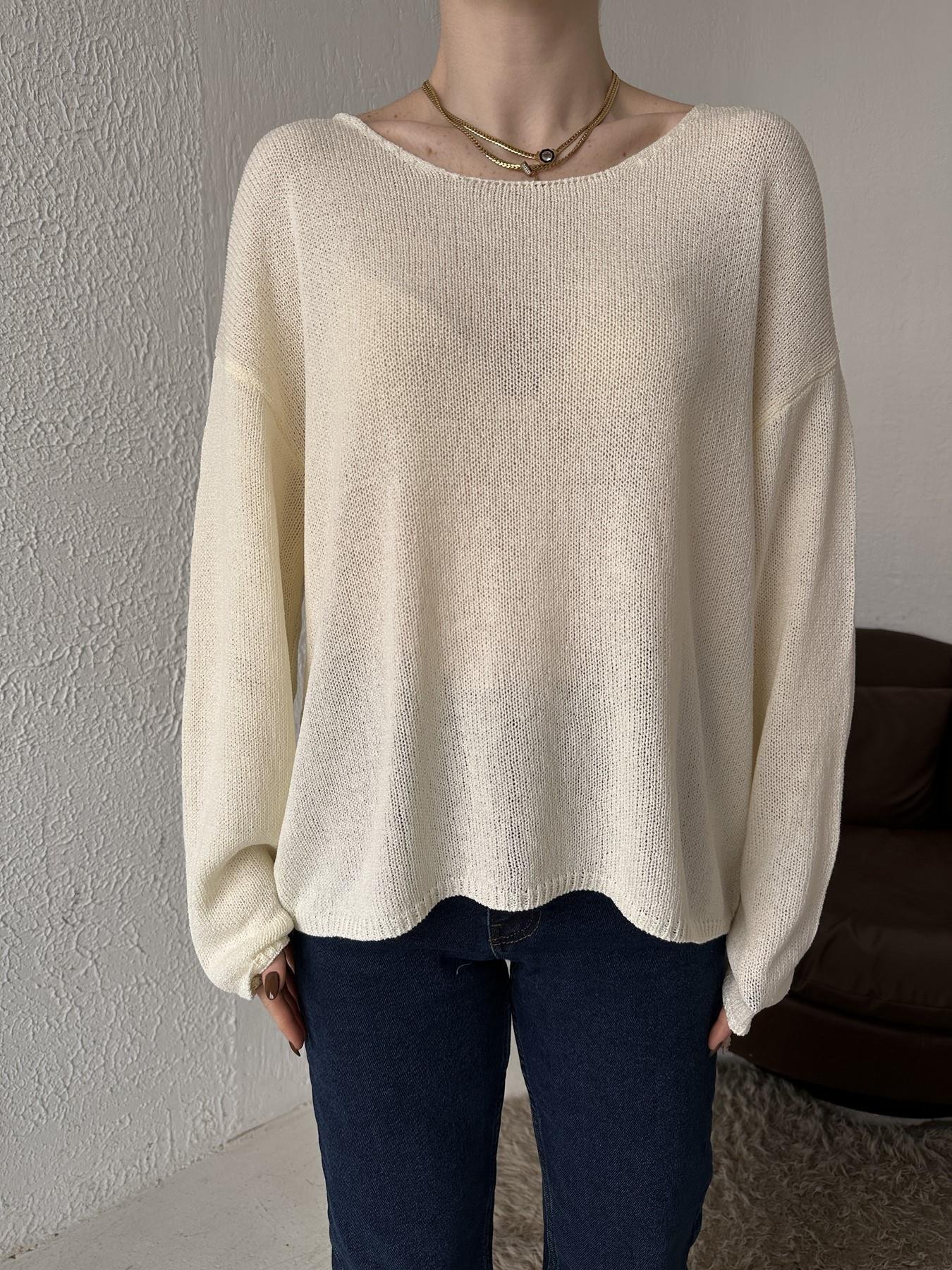 Oval Yaka Triko EKRU