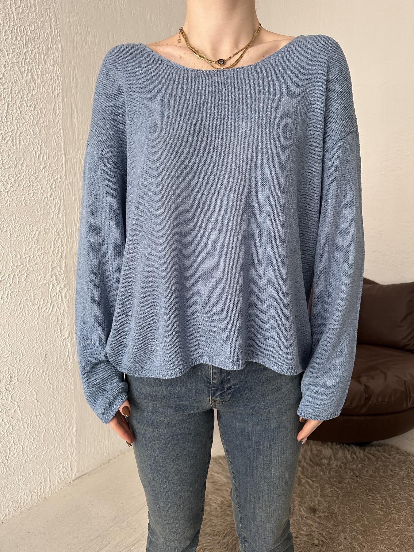 Oval Yaka Triko MAVİ