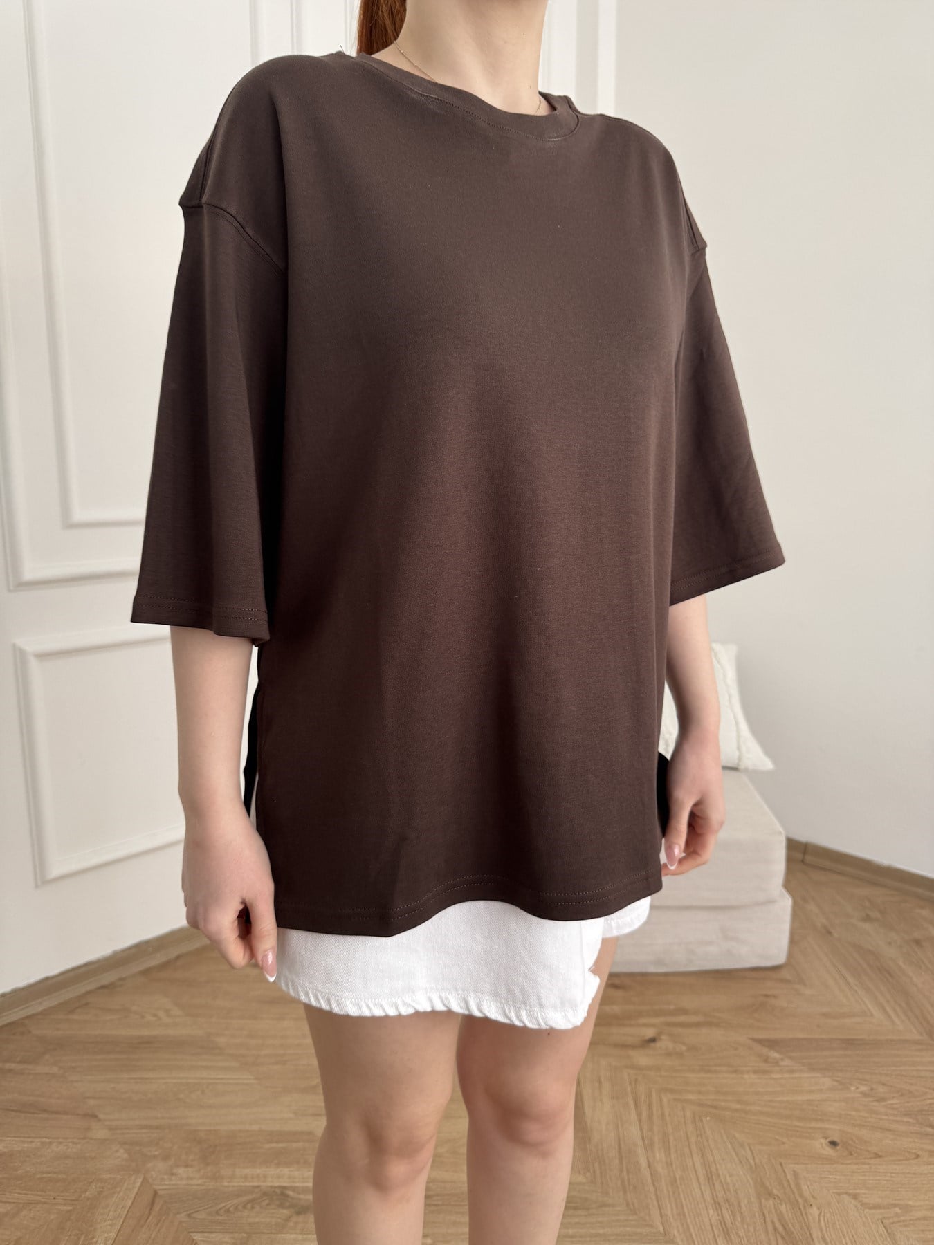 Oversize Basic T-shirt Kahve