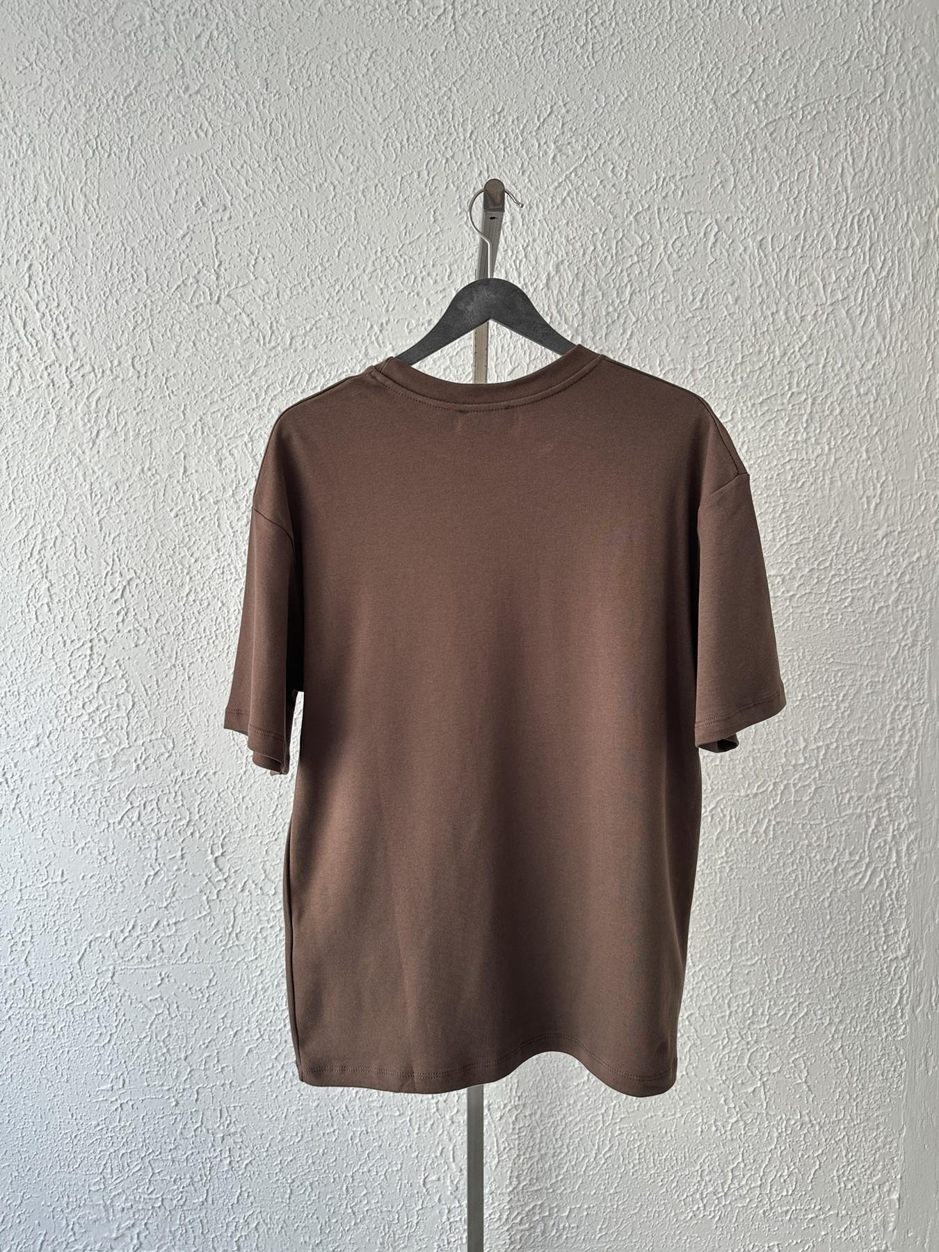Oversize Basic Tişört Acı kahve