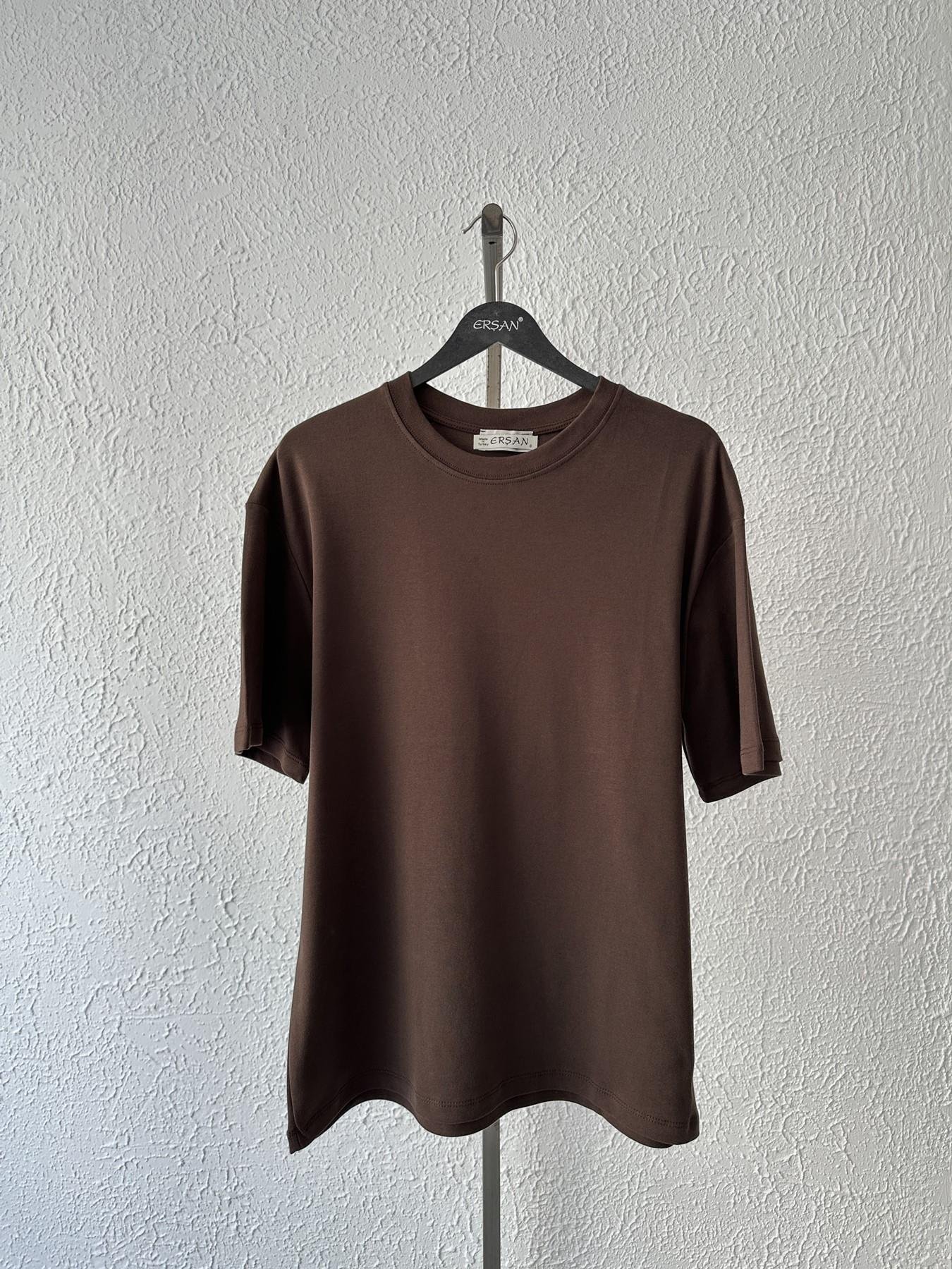 Oversize Basic Tişört Acı kahve
