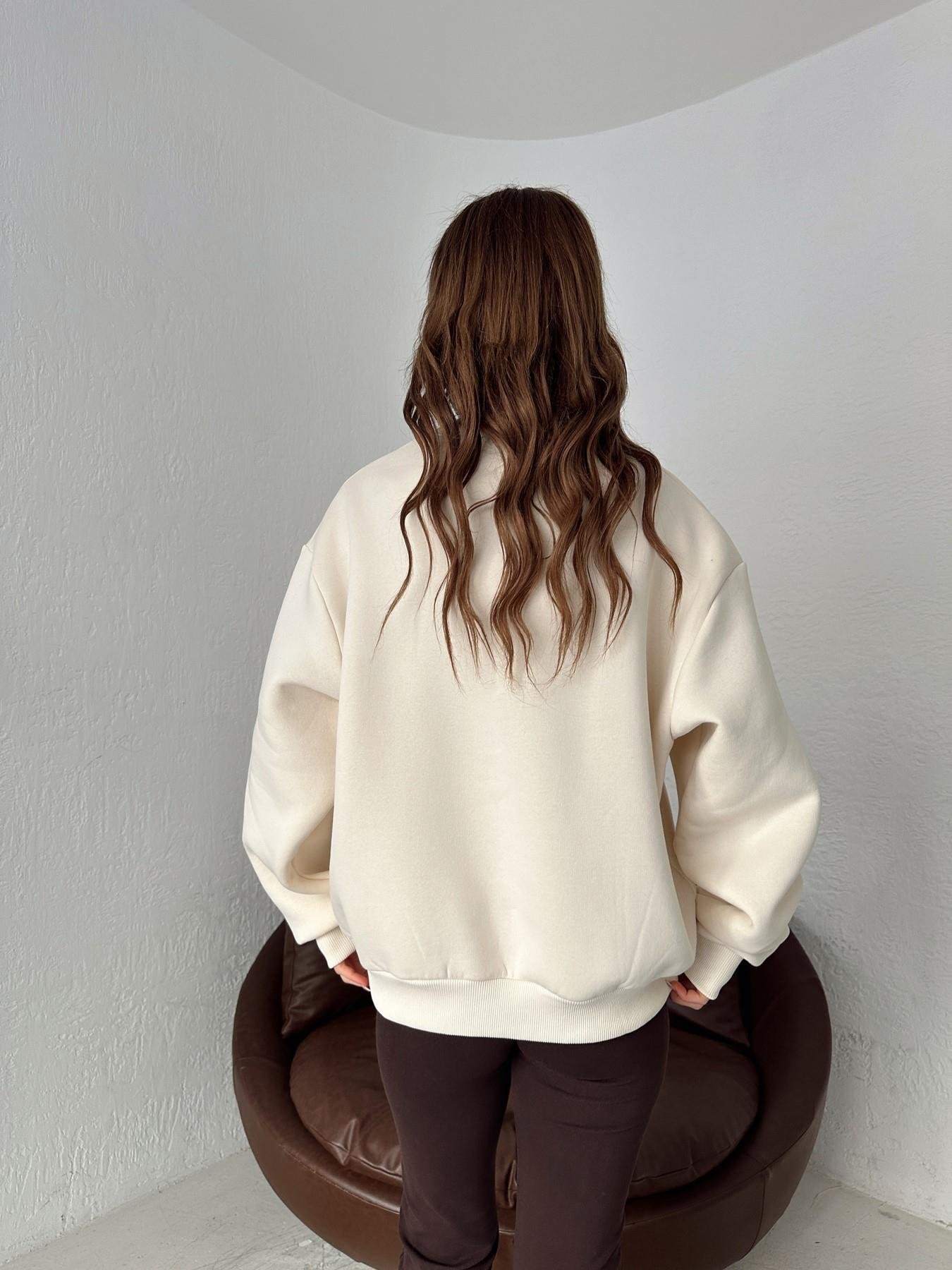 Oversize Bisiklet Yaka Ayıcıklı Sweat KREM