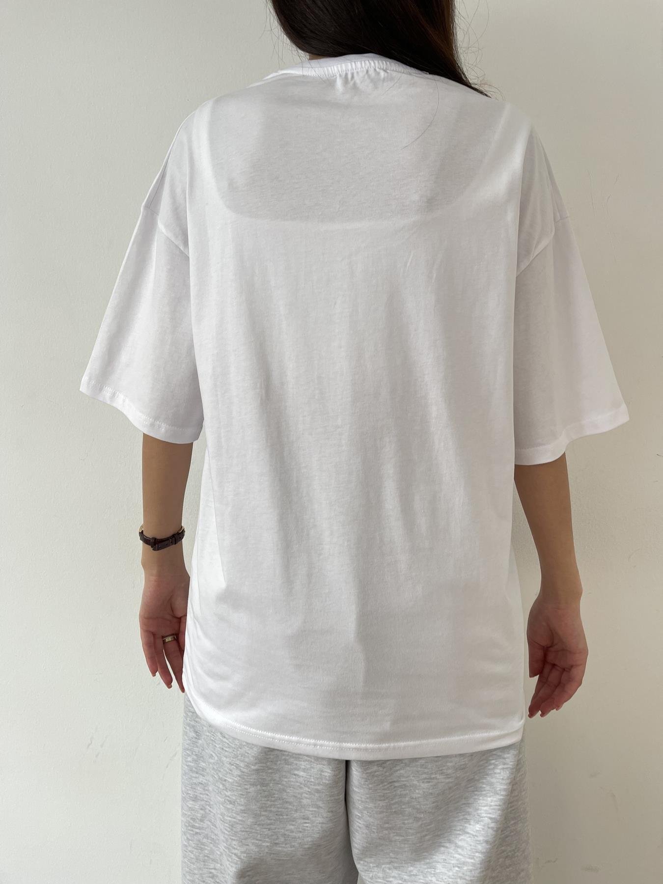 Oversize Bisiklet Yaka Basic Tişört BEYAZ