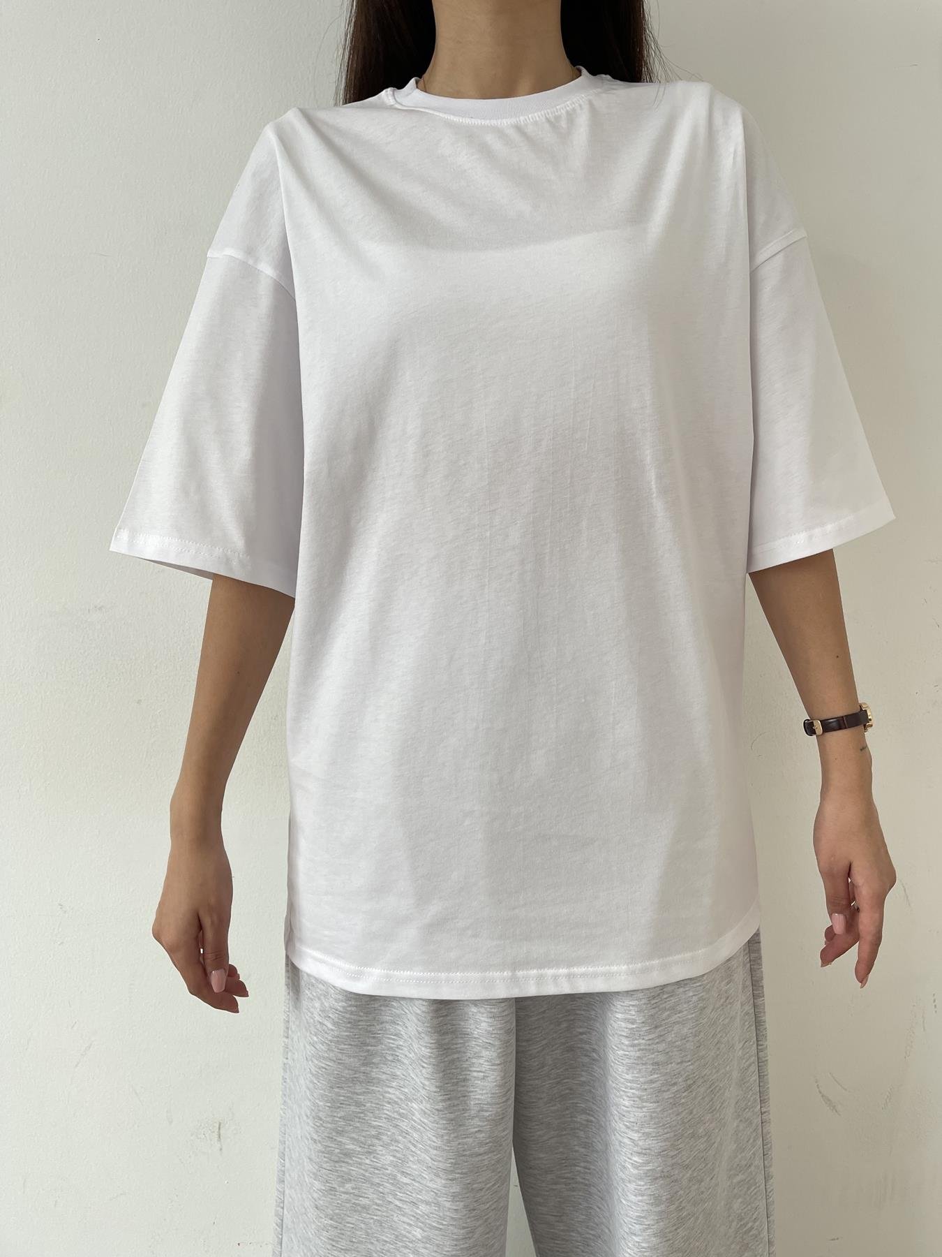 Oversize Bisiklet Yaka Basic Tişört BEYAZ