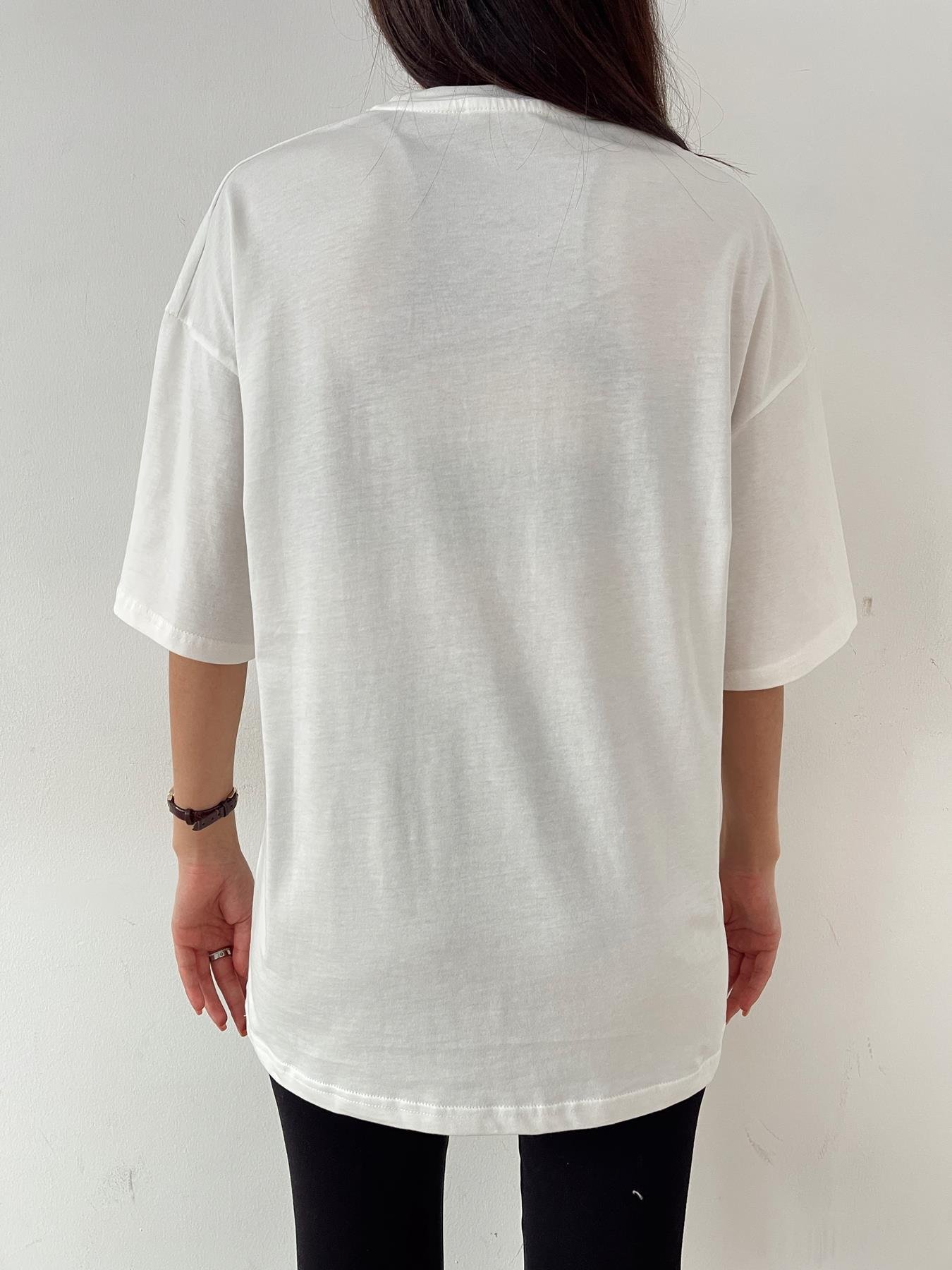 Oversize Bisiklet Yaka Basic Tişört EKRU