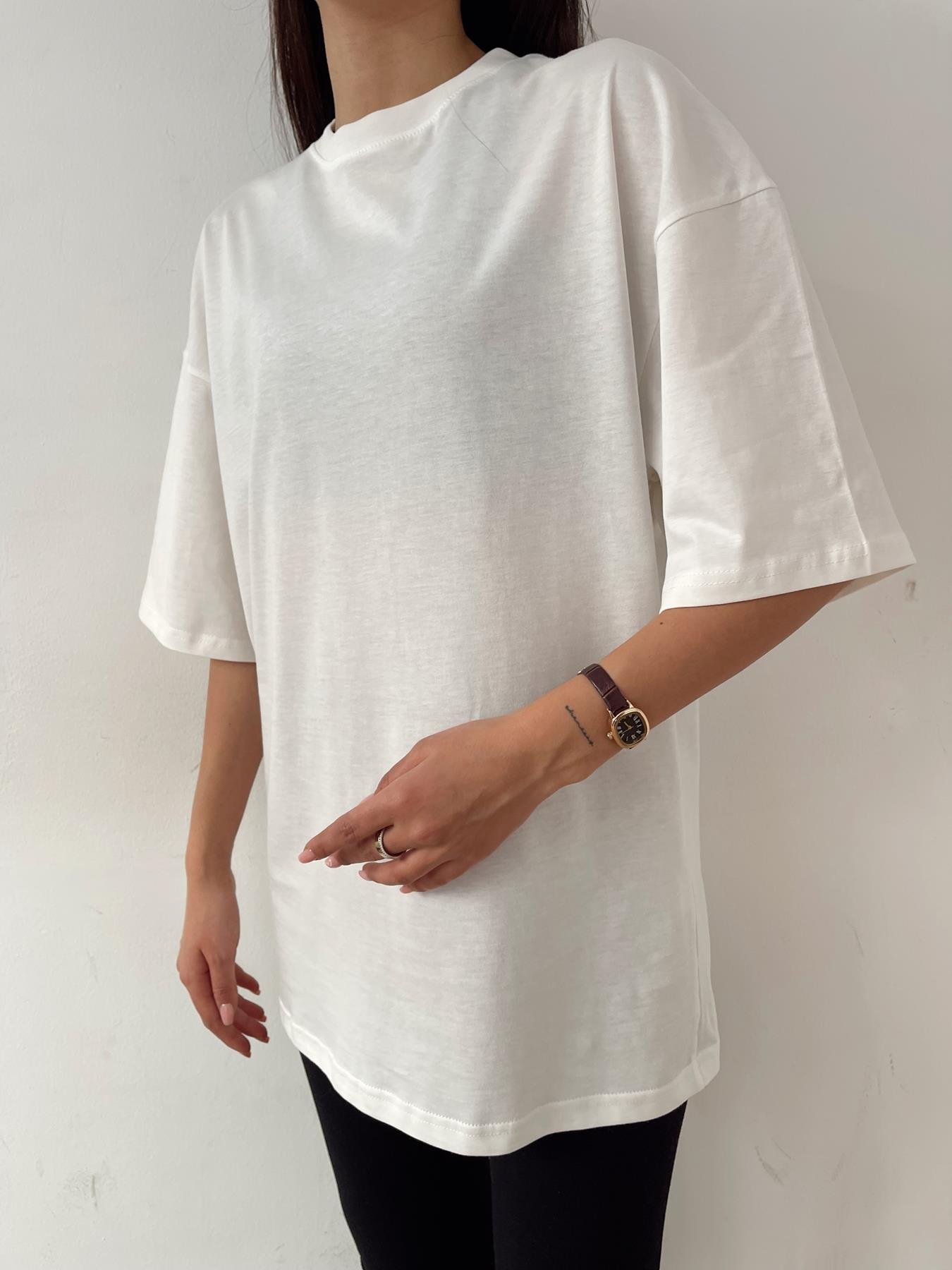 Oversize Bisiklet Yaka Basic Tişört EKRU