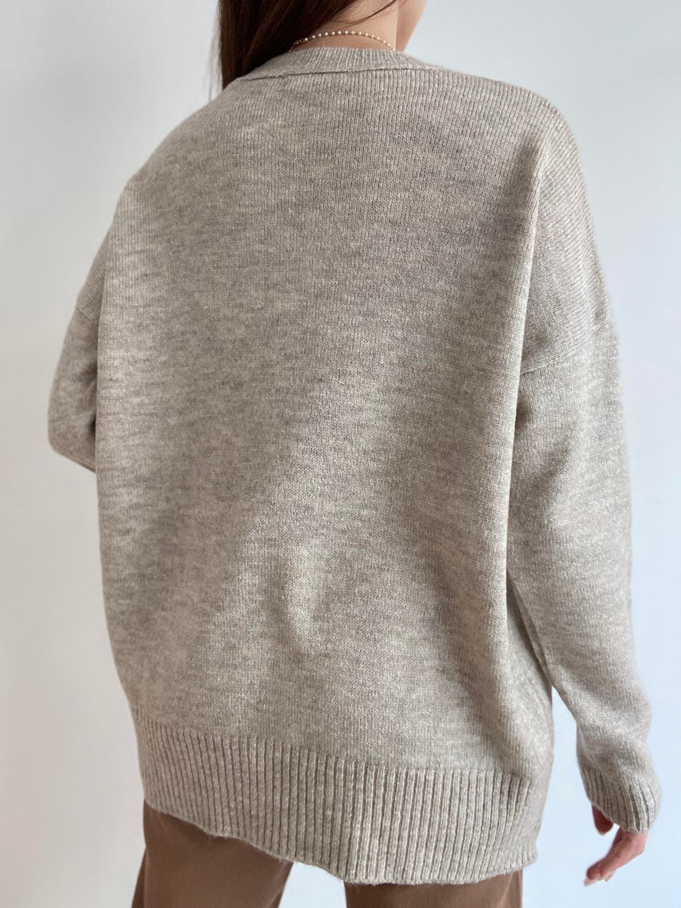 Oversize Bisiklet Yaka Şardonlu Kazak TAŞ