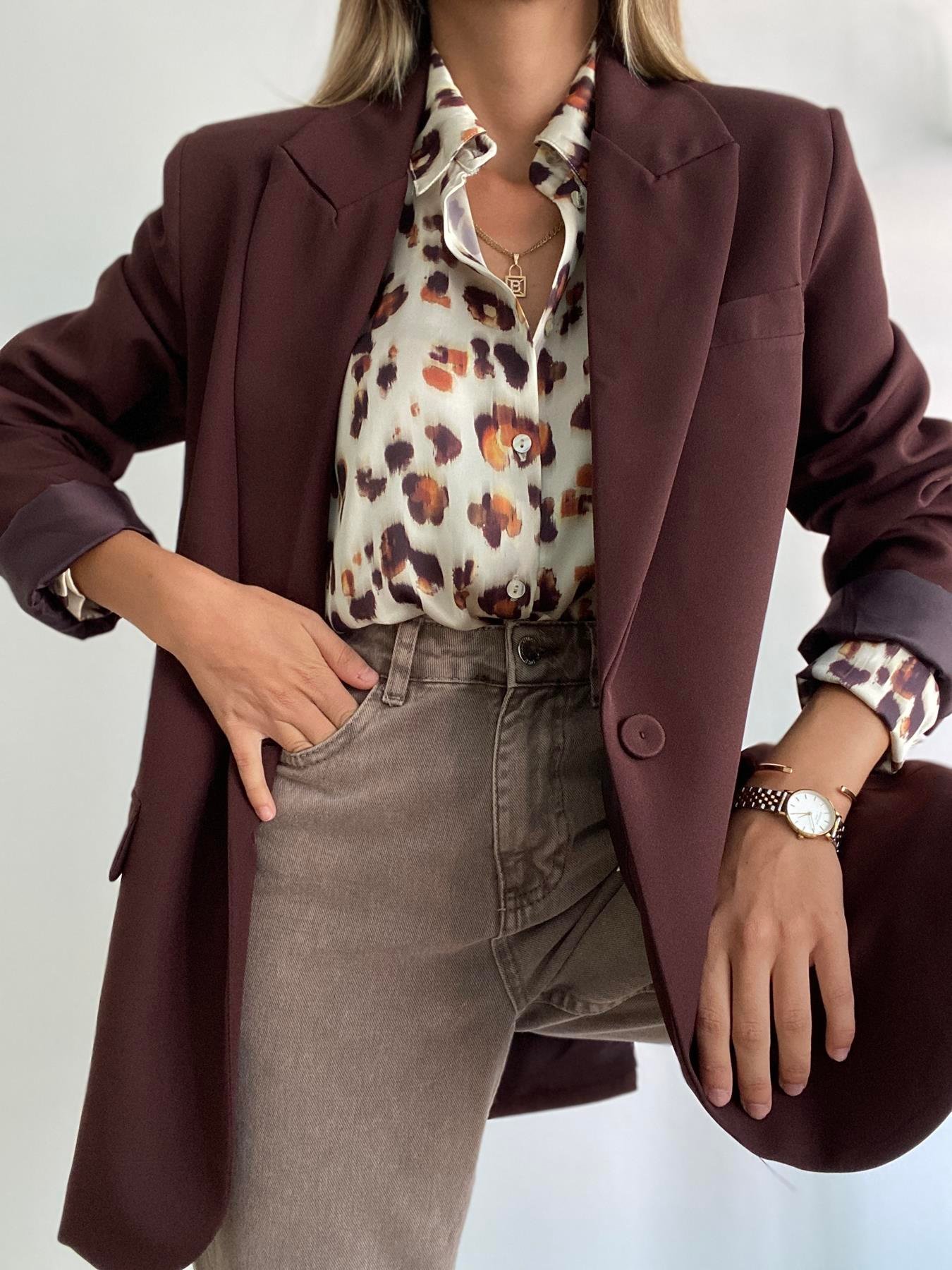 Oversize Blazer Ceket Koyu kahve