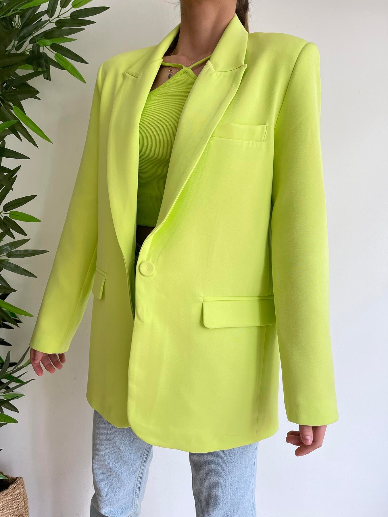 Oversize Blazer Ceket Neon yeşil