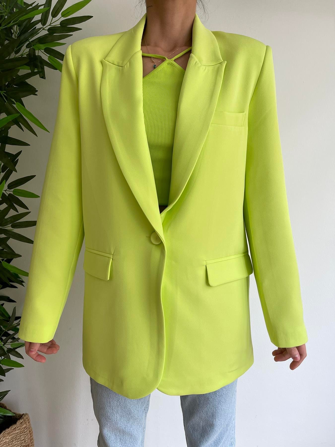 Oversize Blazer Ceket Neon yeşil