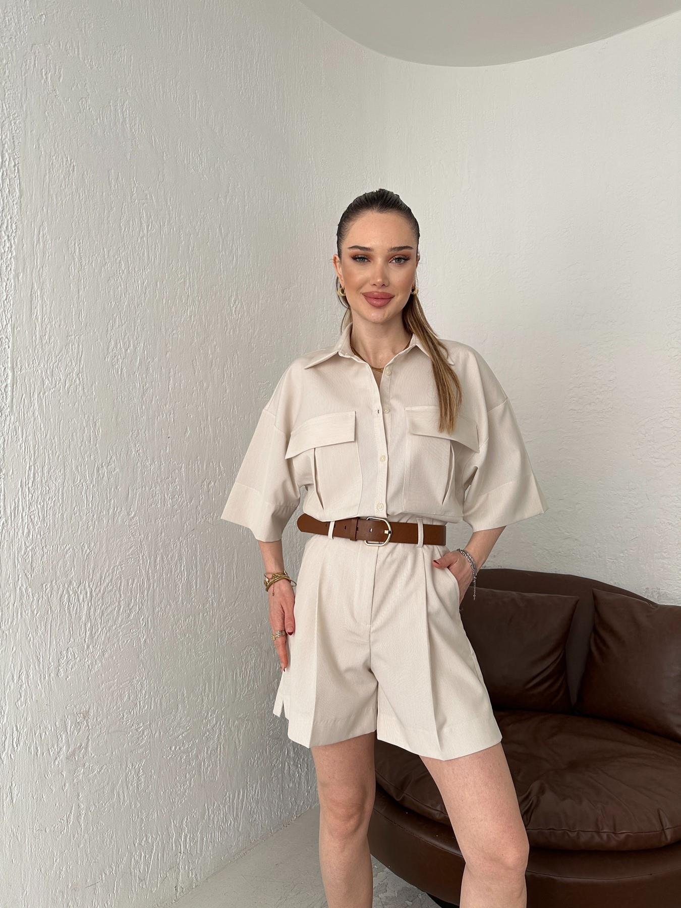 Oversize Cepli Gömlek Bej