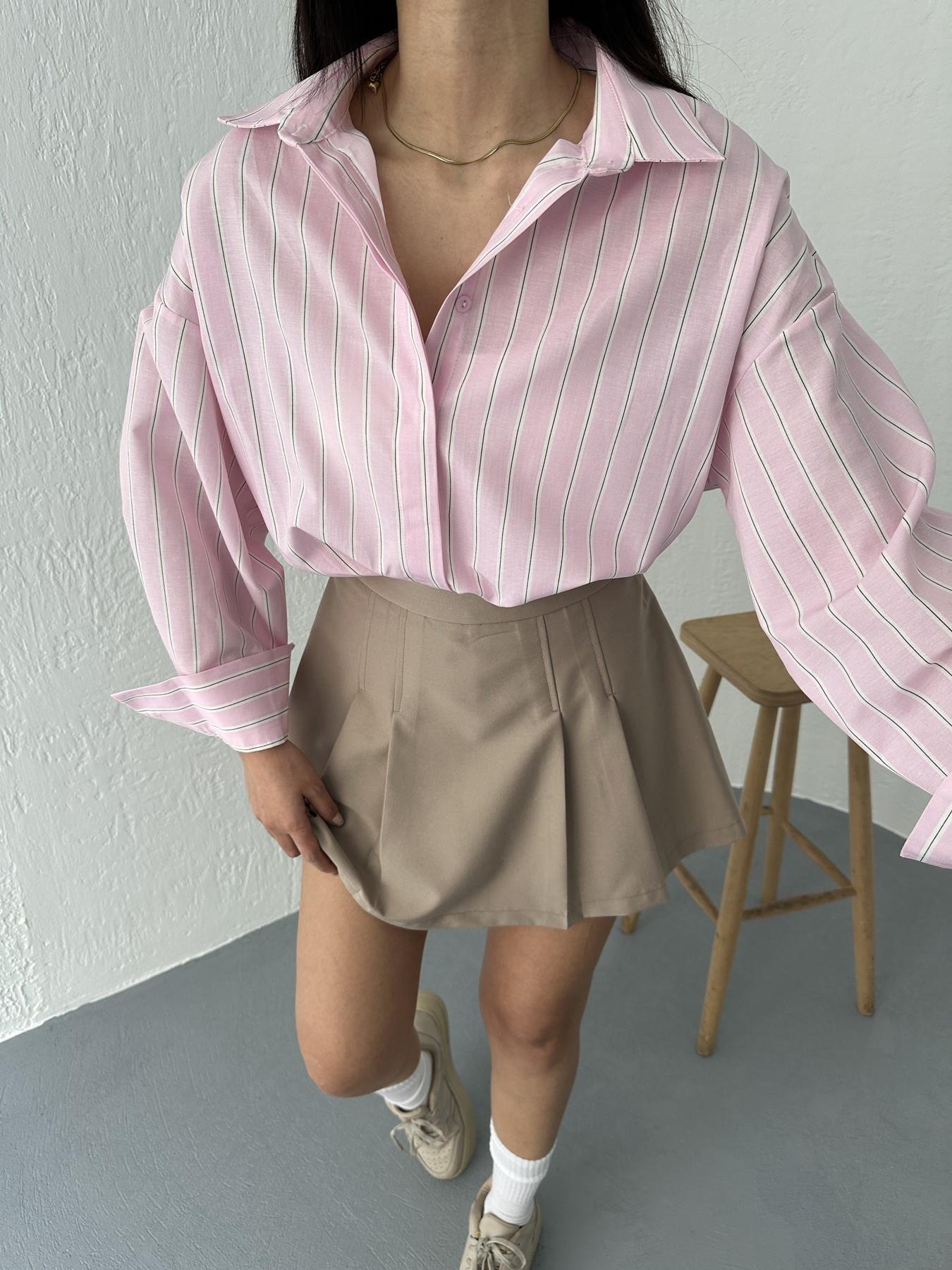 Oversize Çizgili Cepsiz Gömlek Pembe