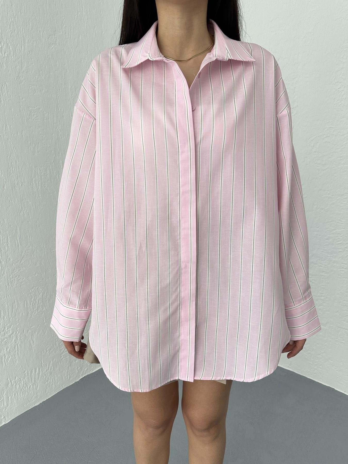Oversize Çizgili Cepsiz Gömlek Pembe