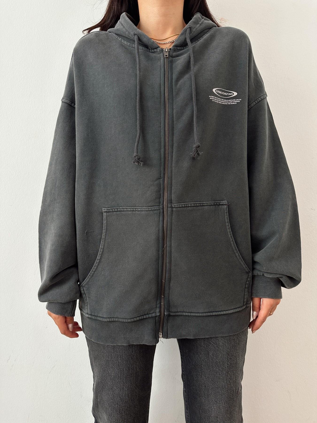 Oversize Fermuarlı Sweatshirt ANTRASİT