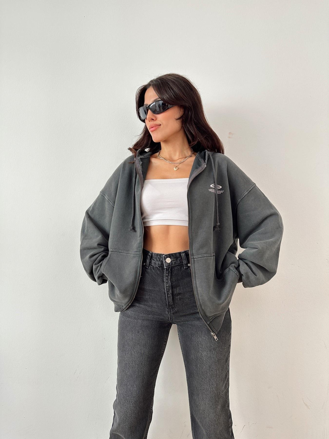 Oversize Fermuarlı Sweatshirt ANTRASİT