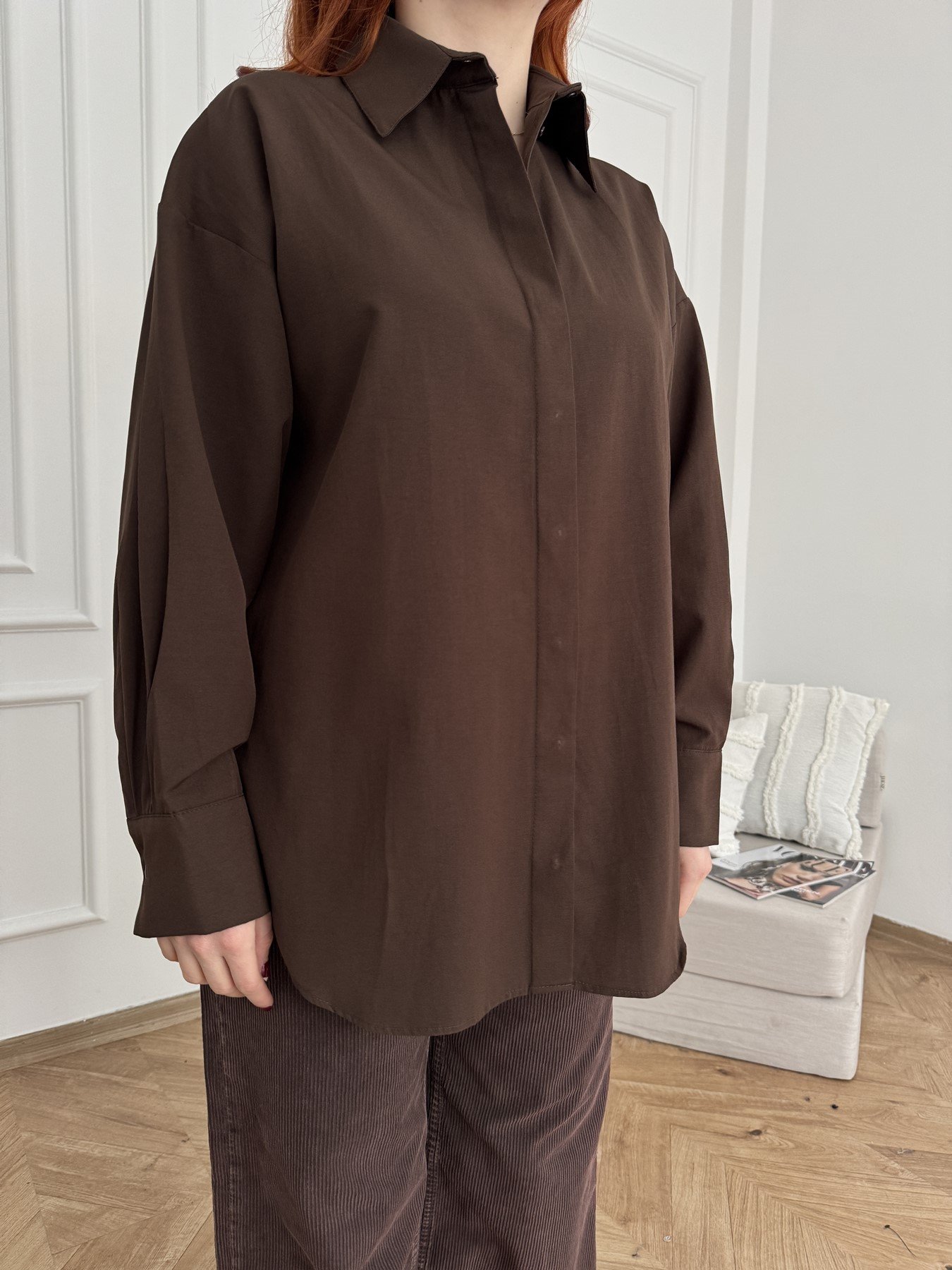 Oversize Gömlek Kahve